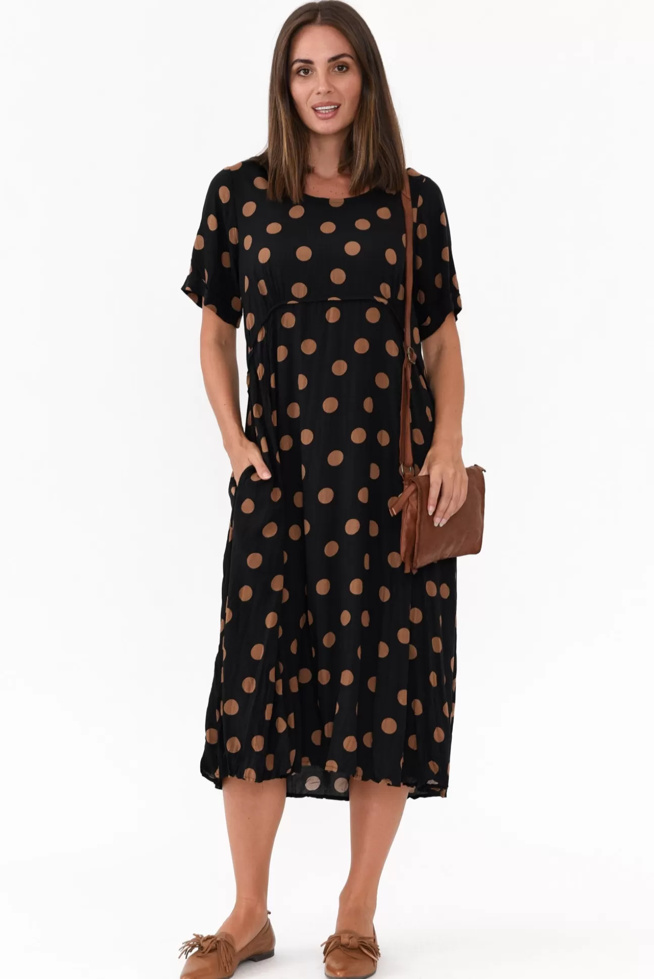 Willow Tree Pattison Black Spot Midi Dress Flash Sale