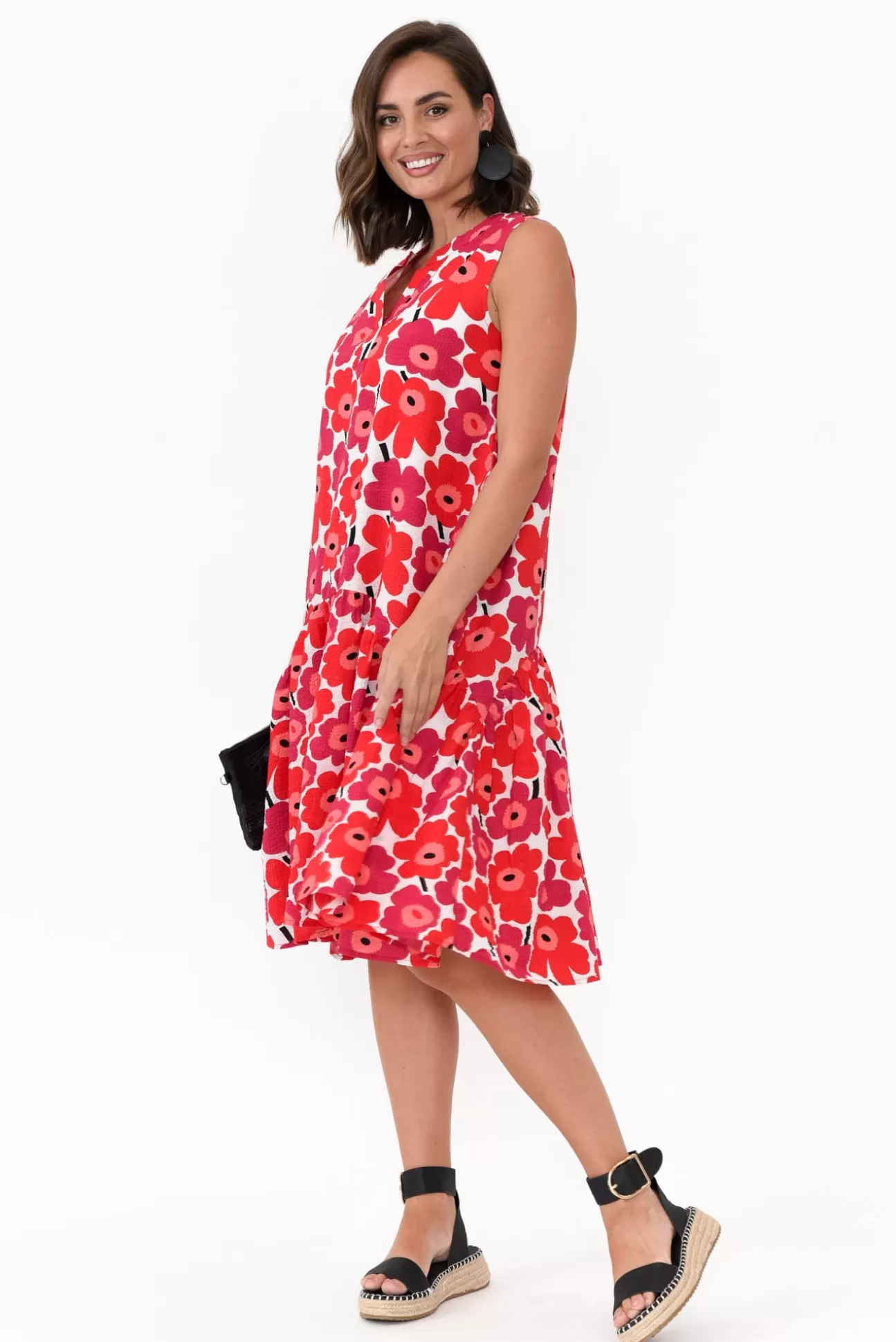 Clarity Paulette Red Poppy Cotton Dress Hot