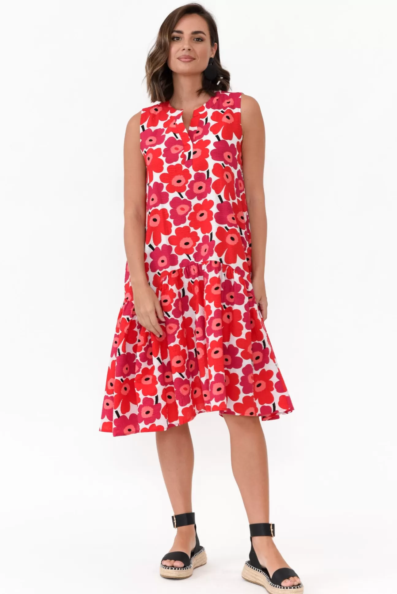 Clarity Paulette Red Poppy Cotton Dress Hot