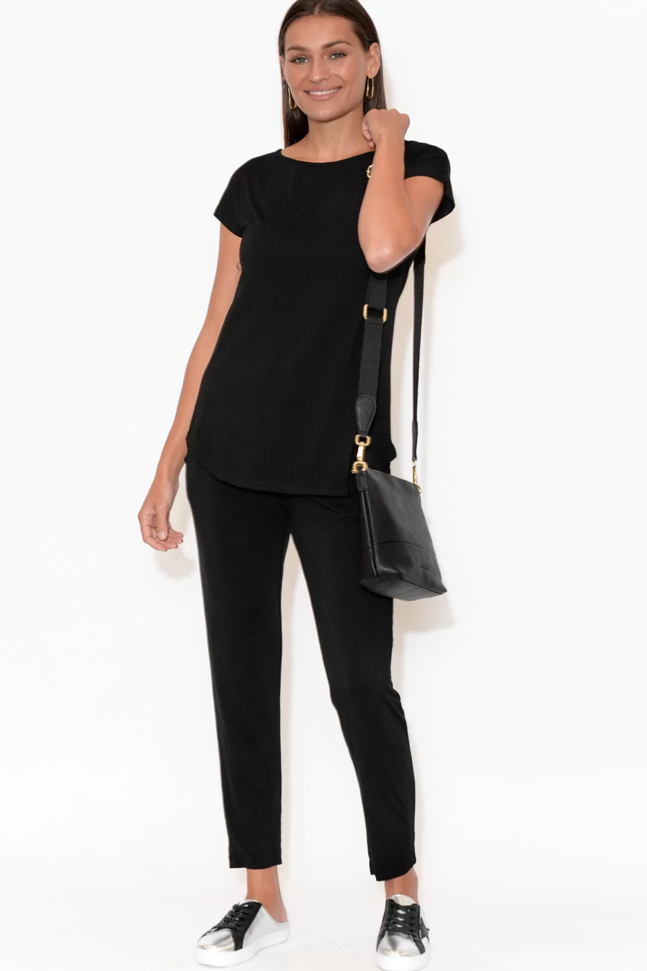 Bamboo Body Pia Black Bamboo Boatneck Tee Online