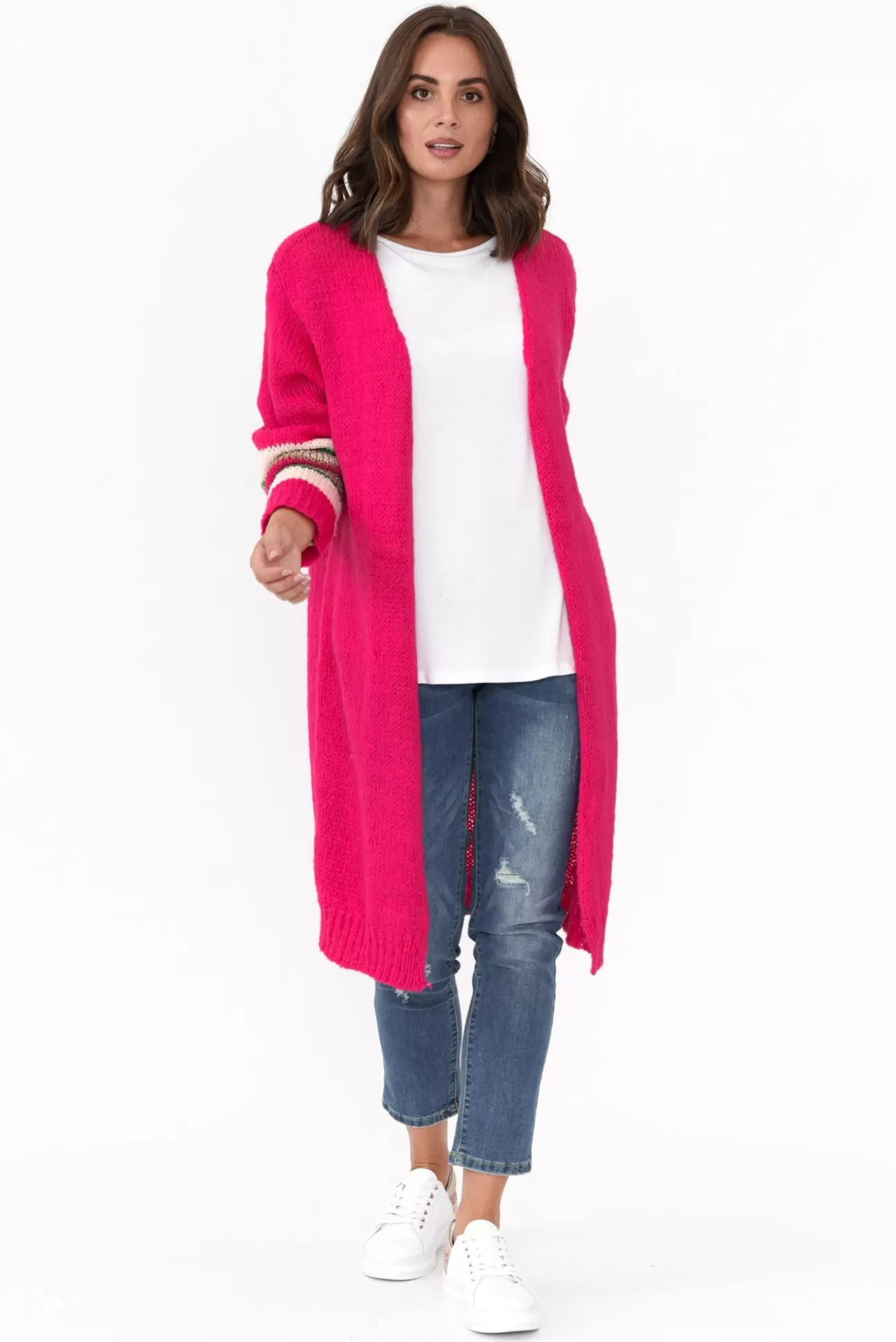 Clarity Pippi Hot Pink Wool Cardigan Discount