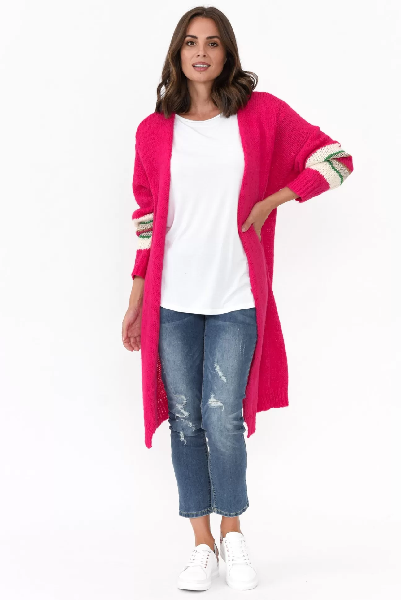 Clarity Pippi Hot Pink Wool Cardigan Discount