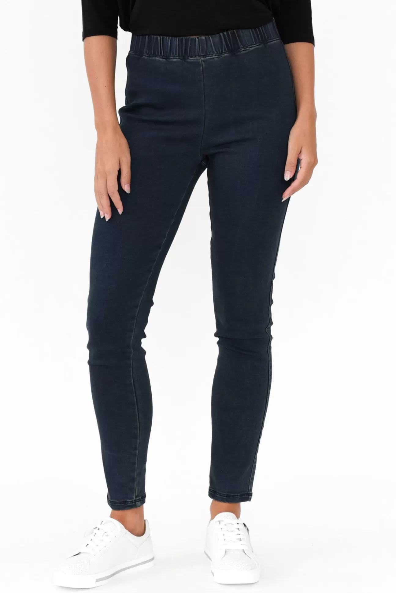 Threadz Polly Blue Cotton Stretch Pant Online