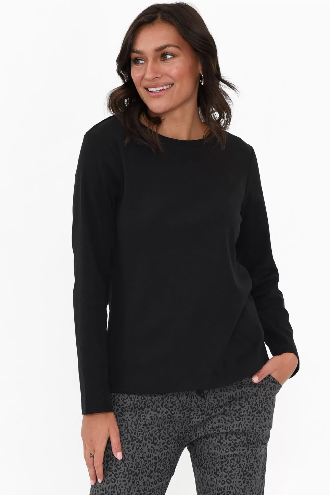 Gordon Smith Porter Black Cotton Long Sleeve Top Shop