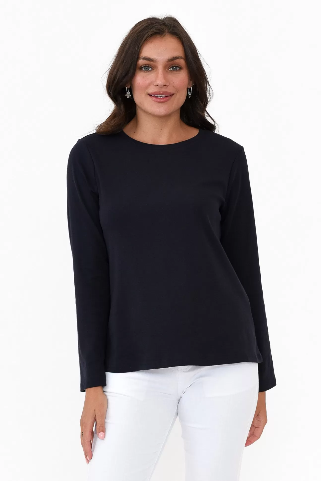 Gordon Smith Porter Navy Cotton Long Sleeve Top Fashion