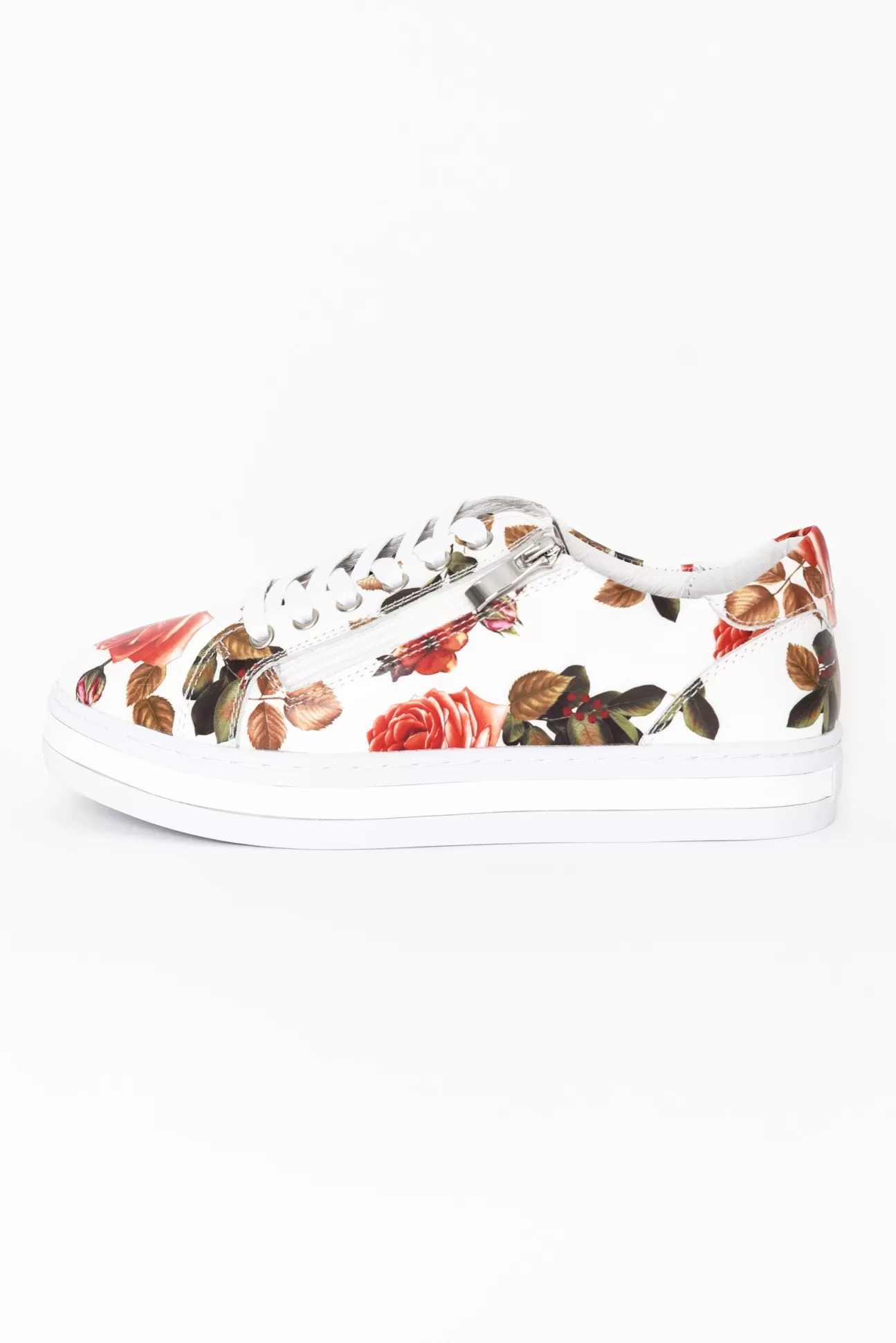 Alfie And Evie Posey White Rose Leather Sneaker Clearance