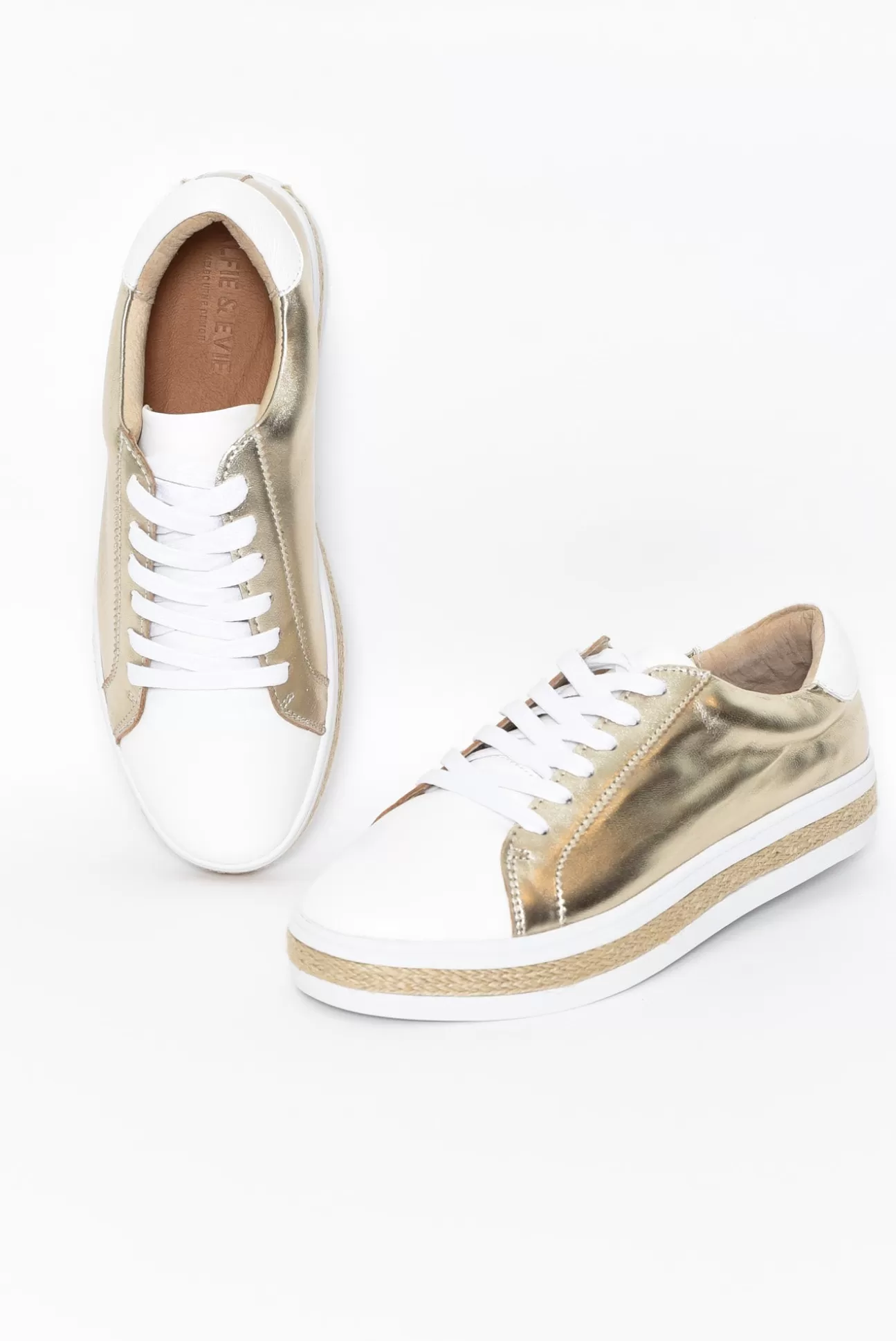 Alfie and Evie Princeton Gold Leather Sneaker Online