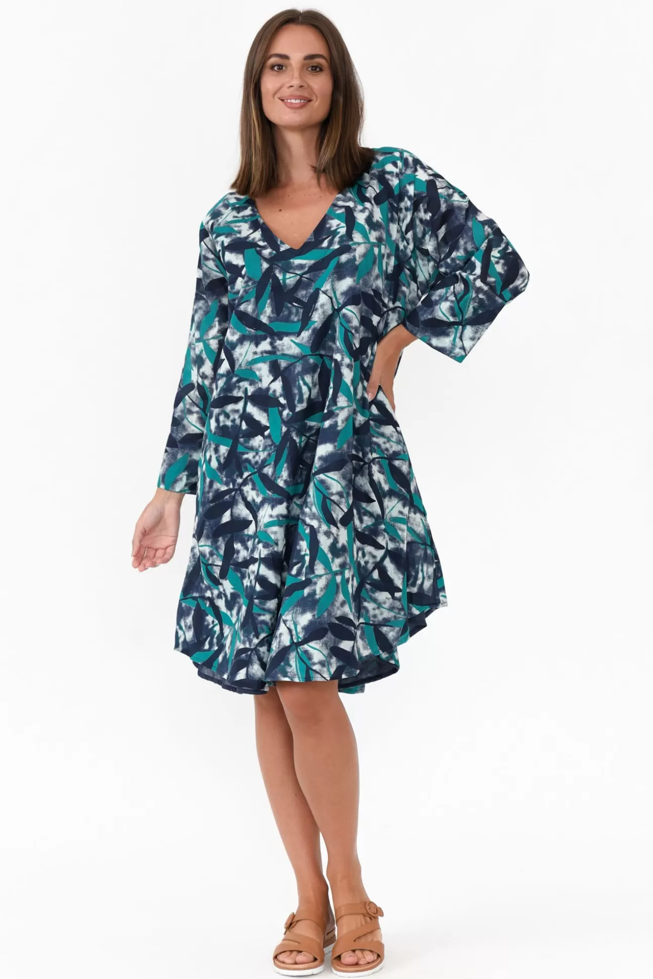 Mozaic Proserpine Blue Leaf Cotton Tunic Outlet