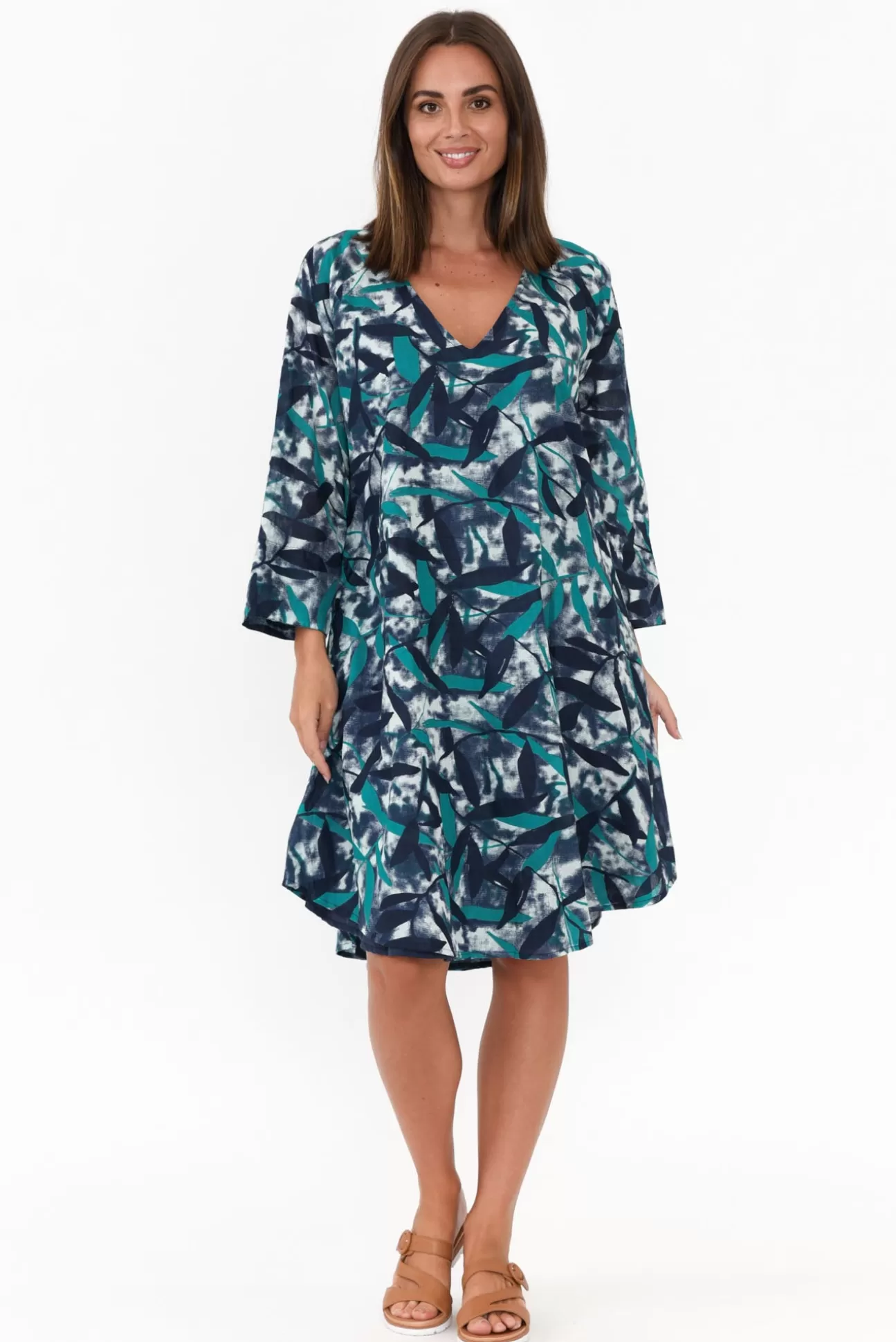 Mozaic Proserpine Blue Leaf Cotton Tunic Outlet