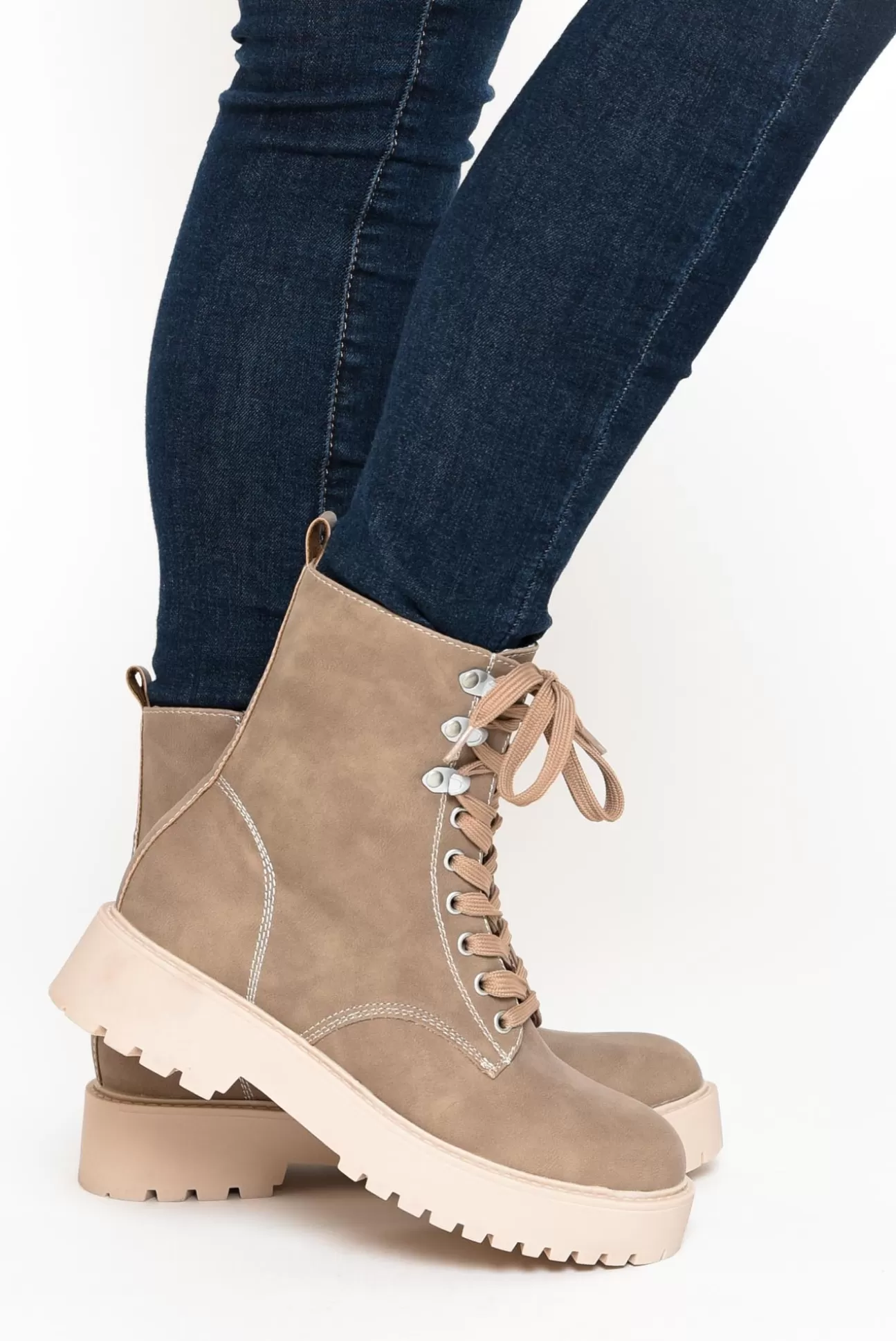 Los Cabos Raine Taupe Lace Up Boot Outlet