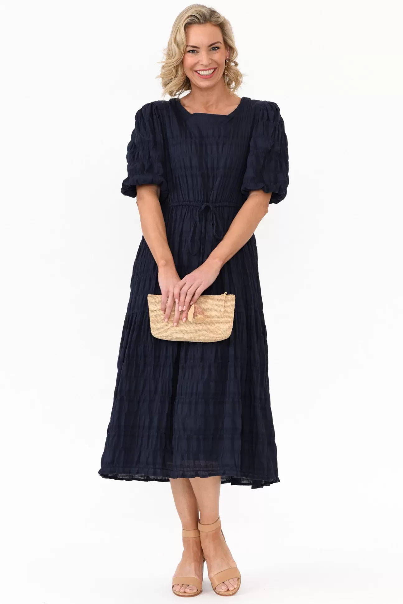 Cali and Co Rava Navy Cotton Tie Dress Best