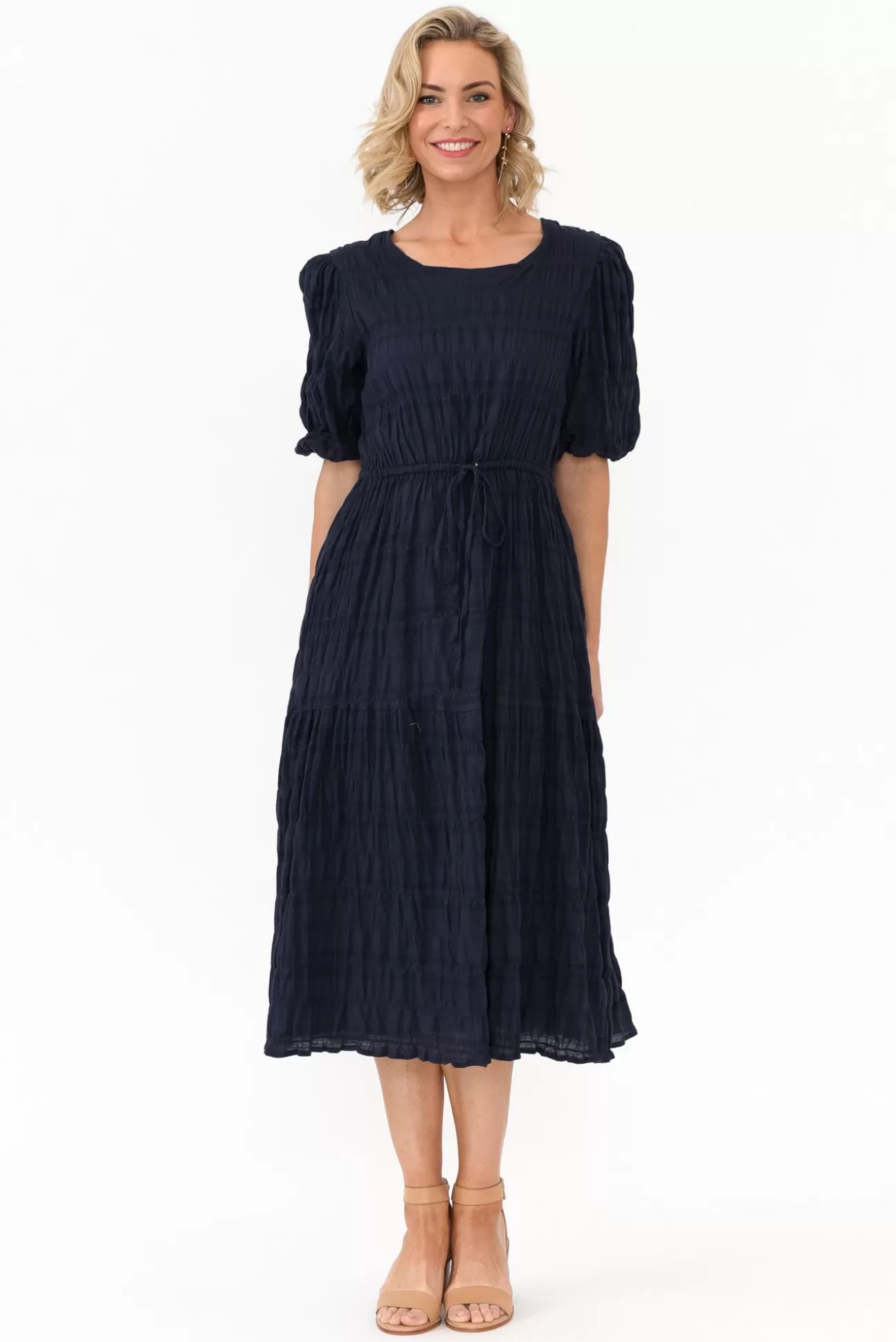 Cali and Co Rava Navy Cotton Tie Dress Best