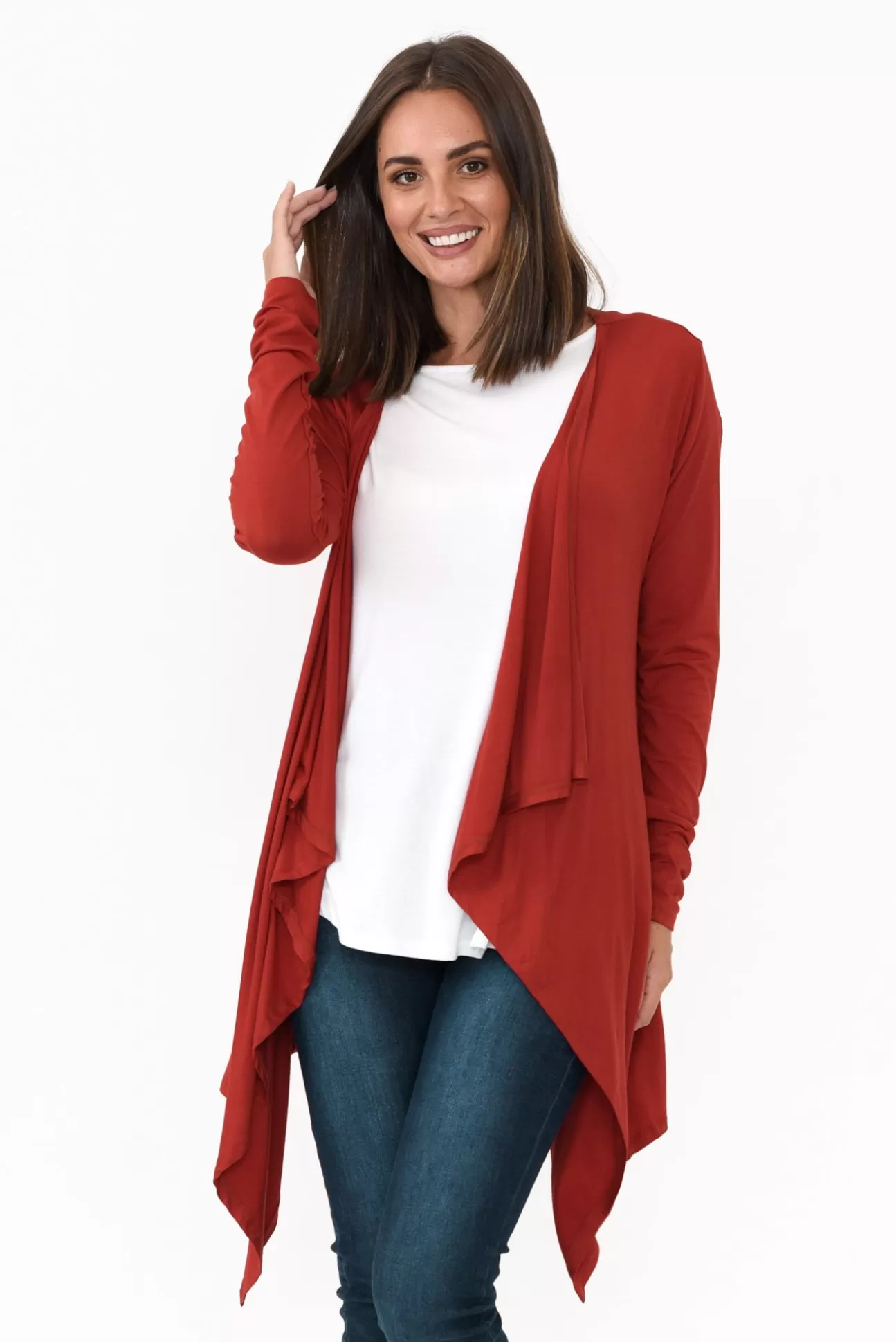 Bamboo Body Red Bamboo Waterfall Cardigan Hot