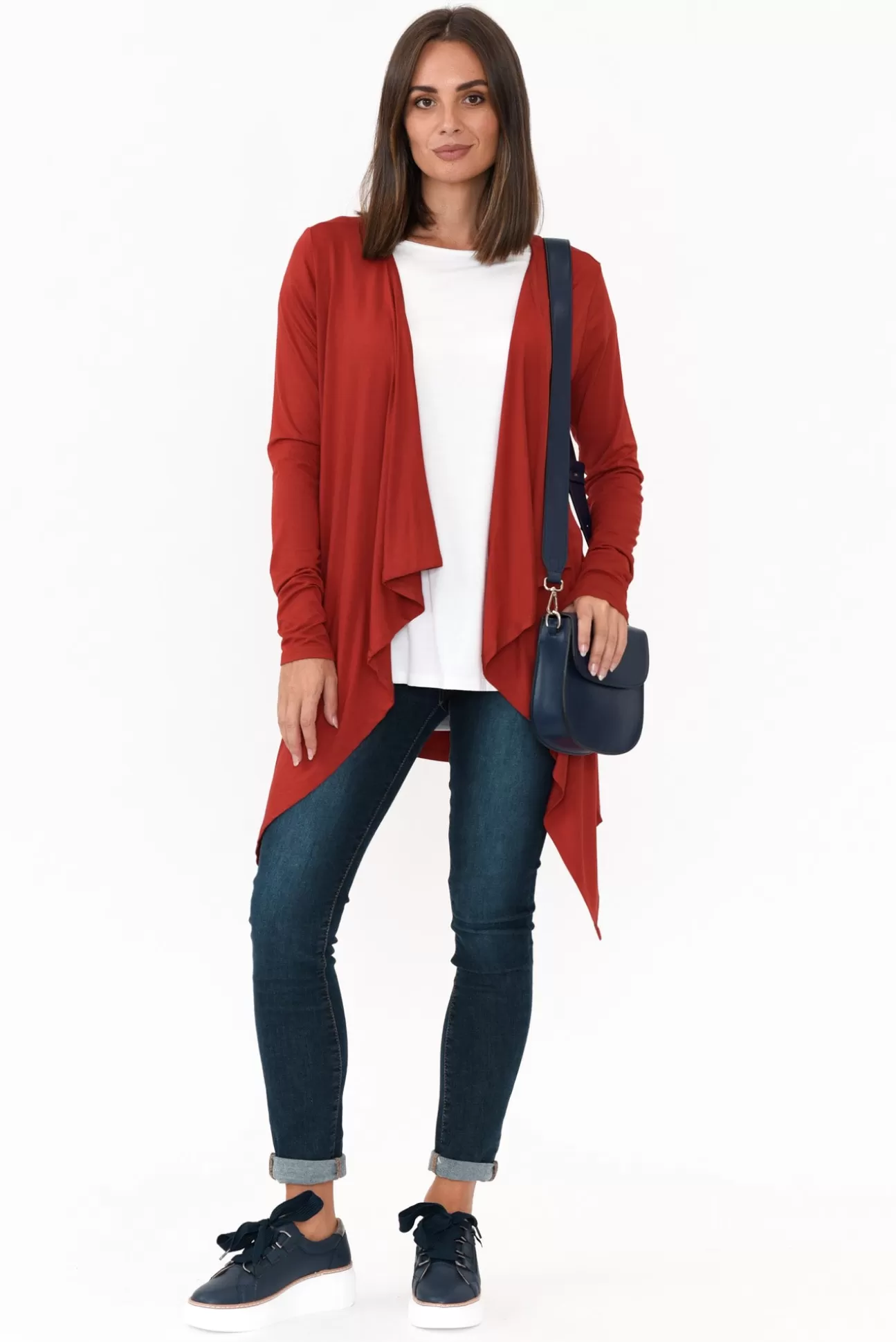 Bamboo Body Red Bamboo Waterfall Cardigan Hot