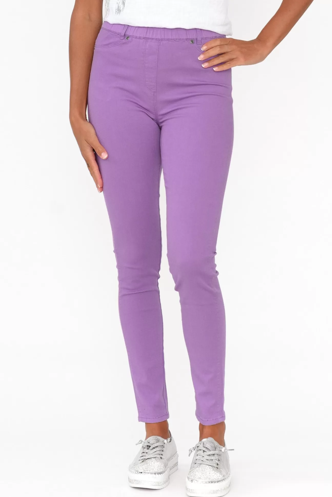 Cafe Latte Reed Lilac Stretch Cotton Pant Outlet