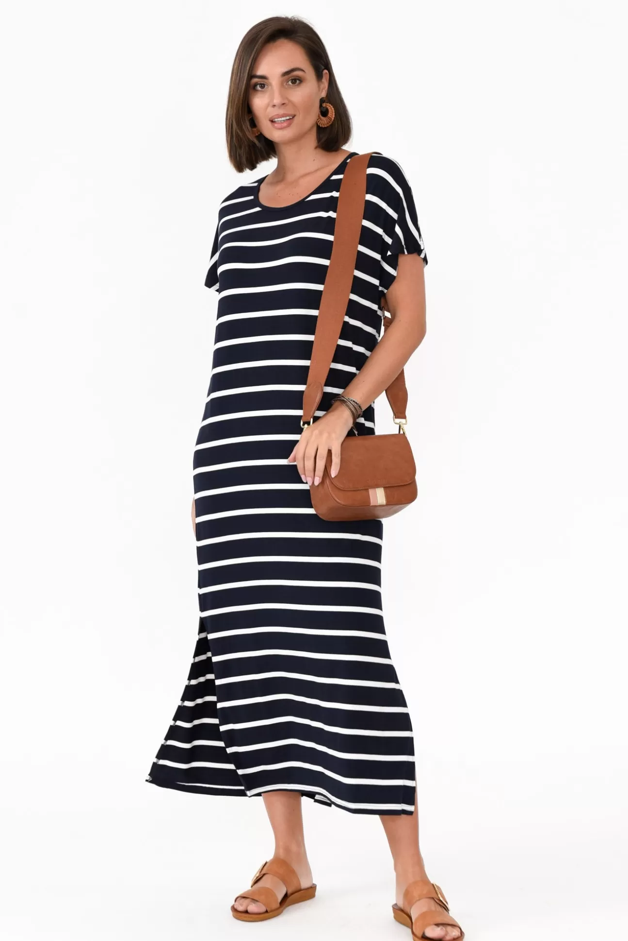 Bamboo Villa Remy Navy Stripe Bamboo Maxi Dress Store