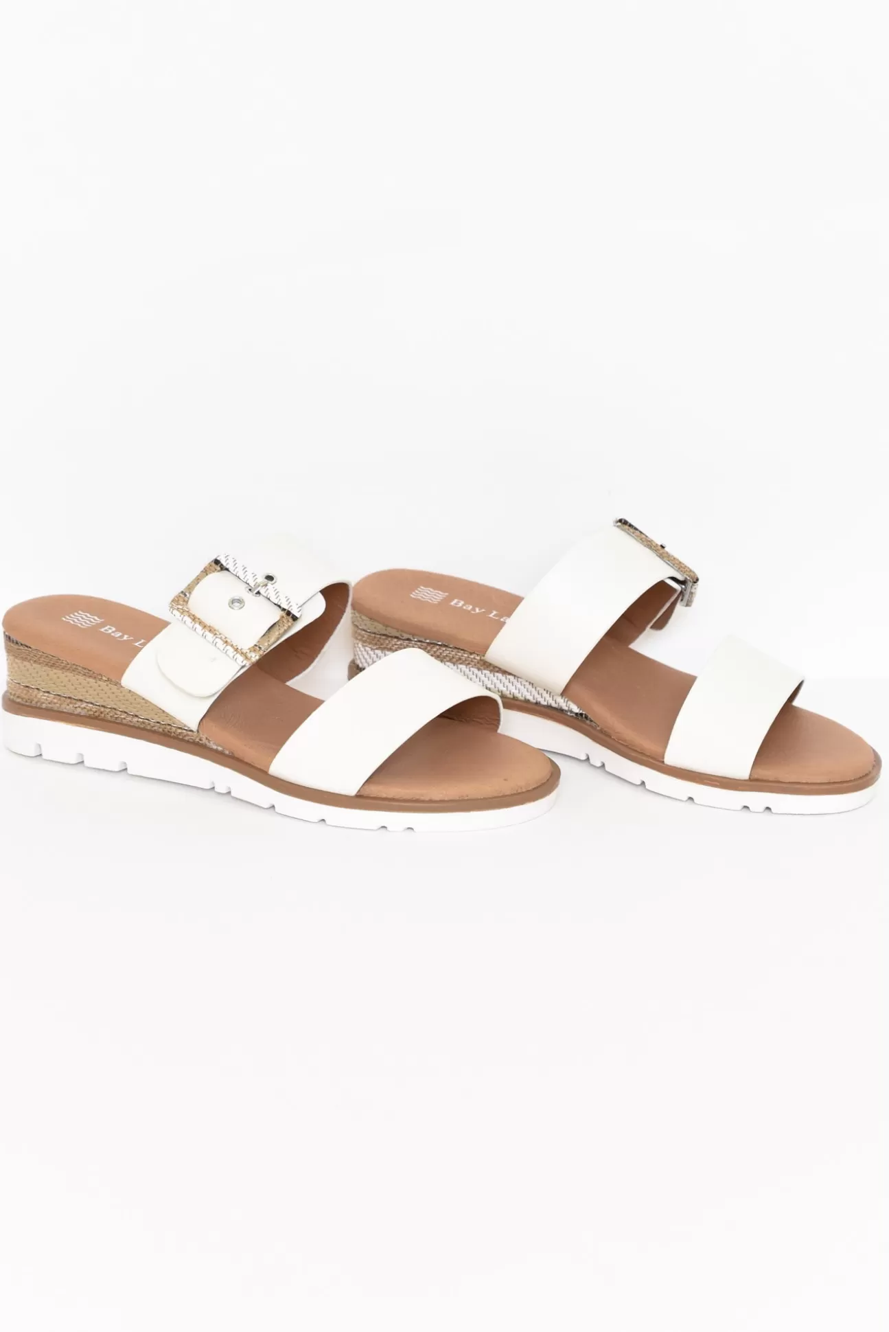 Bay Lane River White Buckle Wedge Sandal Online