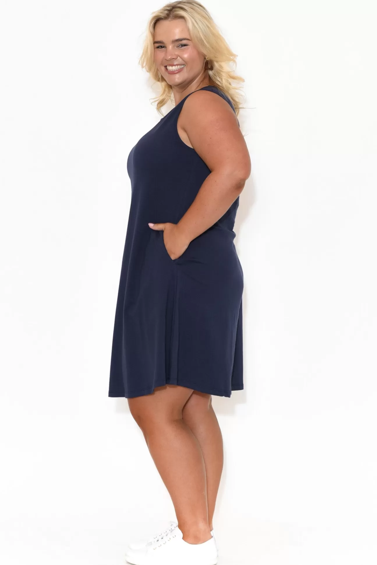 One Ten Willow Roxanne Navy Swing Dress Flash Sale