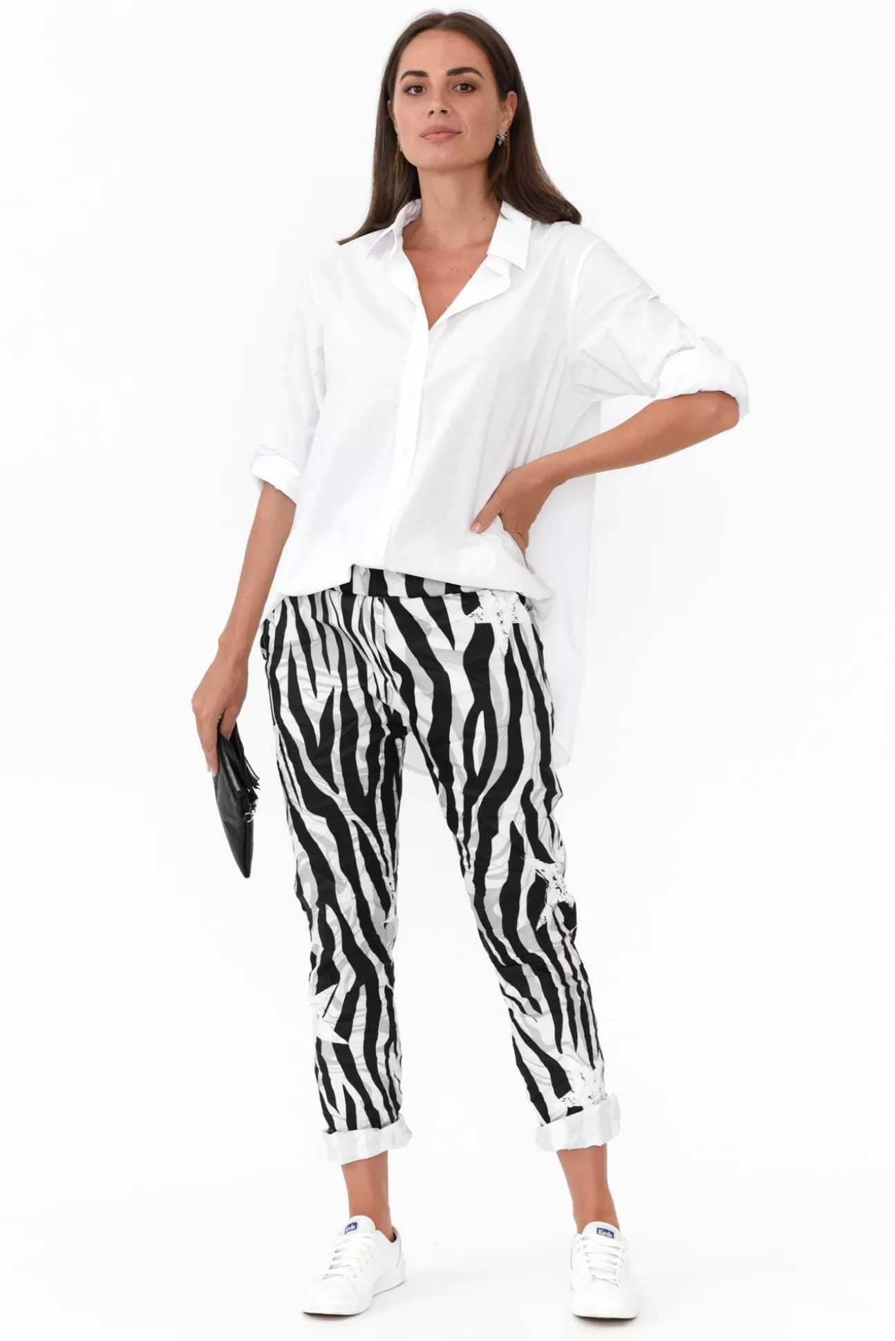 La Strada Russo Black Zebra Star Drawstring Pant Sale