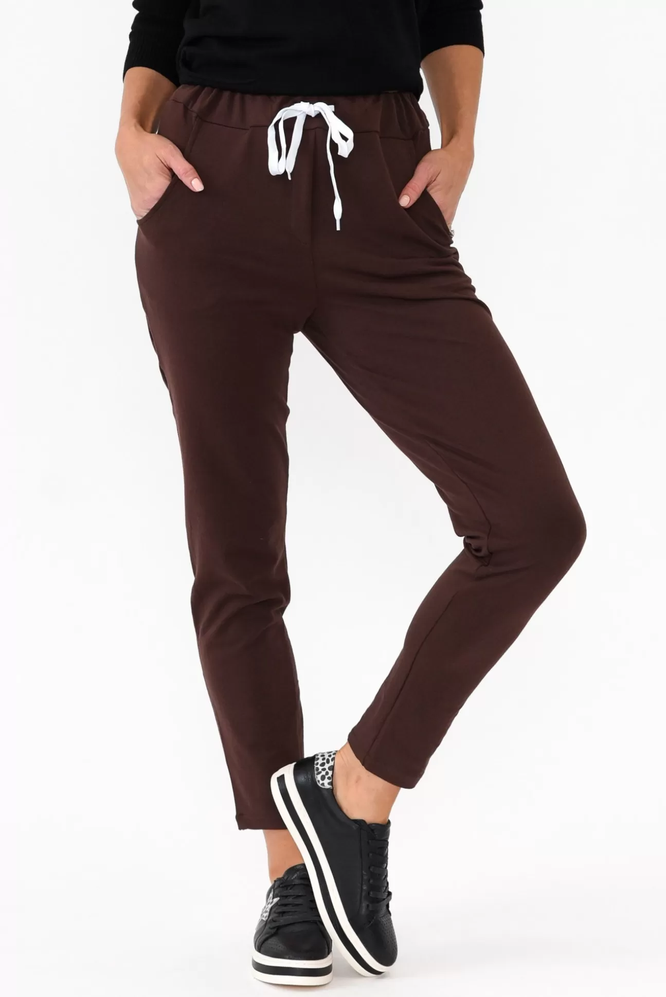 Hourglass Rylan Chocolate Cotton Tie Pant Store