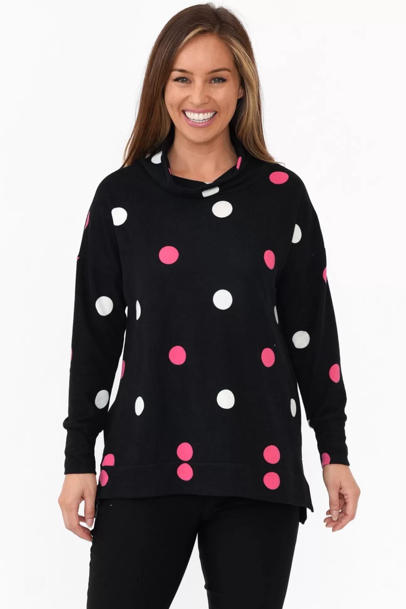 Wishstone Ryland Pink Spot Cotton Blend Knit Jumper Discount