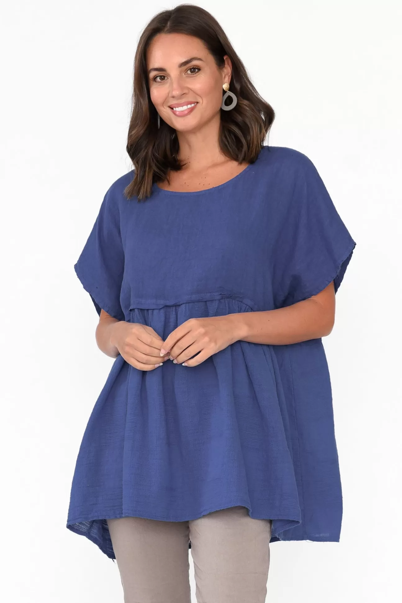 Donna Donna Sabre Cobalt Linen Top Clearance