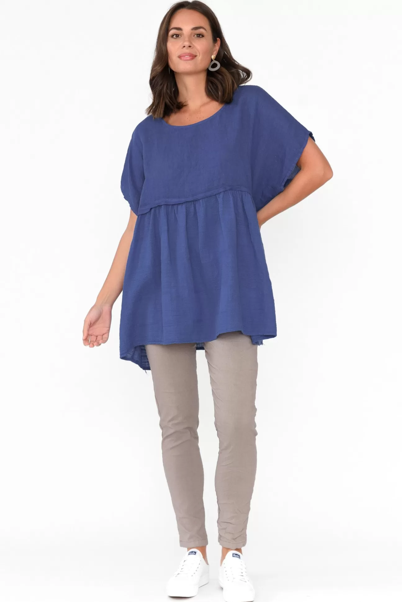 Donna Donna Sabre Cobalt Linen Top Clearance