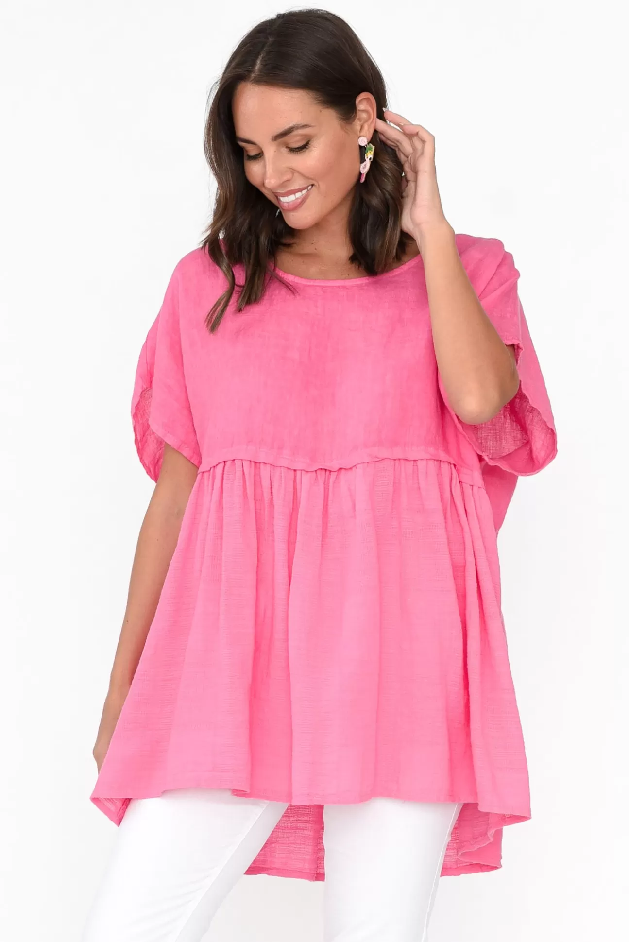 Donna Donna Sabre Pink Linen Top Outlet