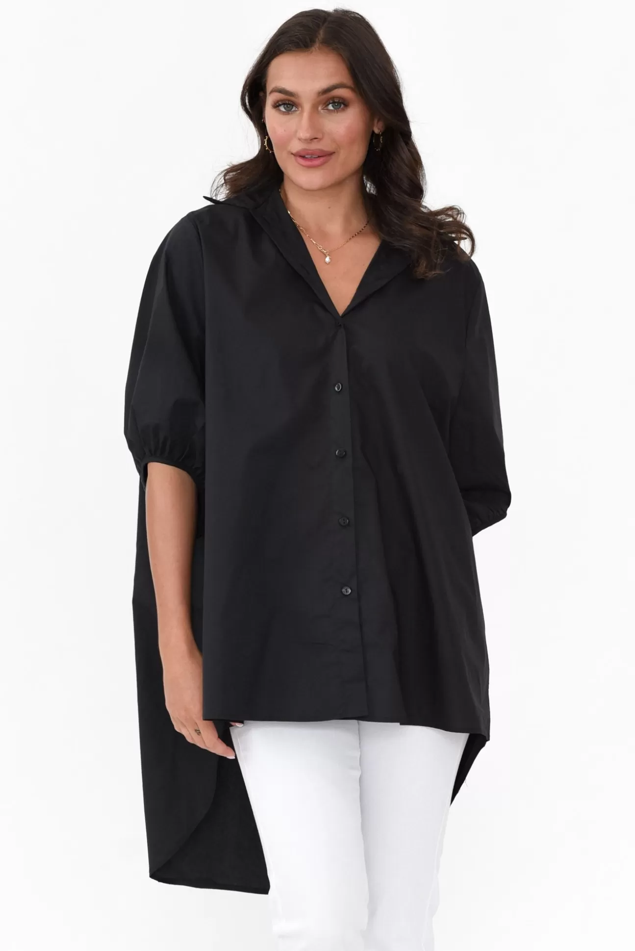 Slate the Label Sadie Black Cotton Tunic Top Store