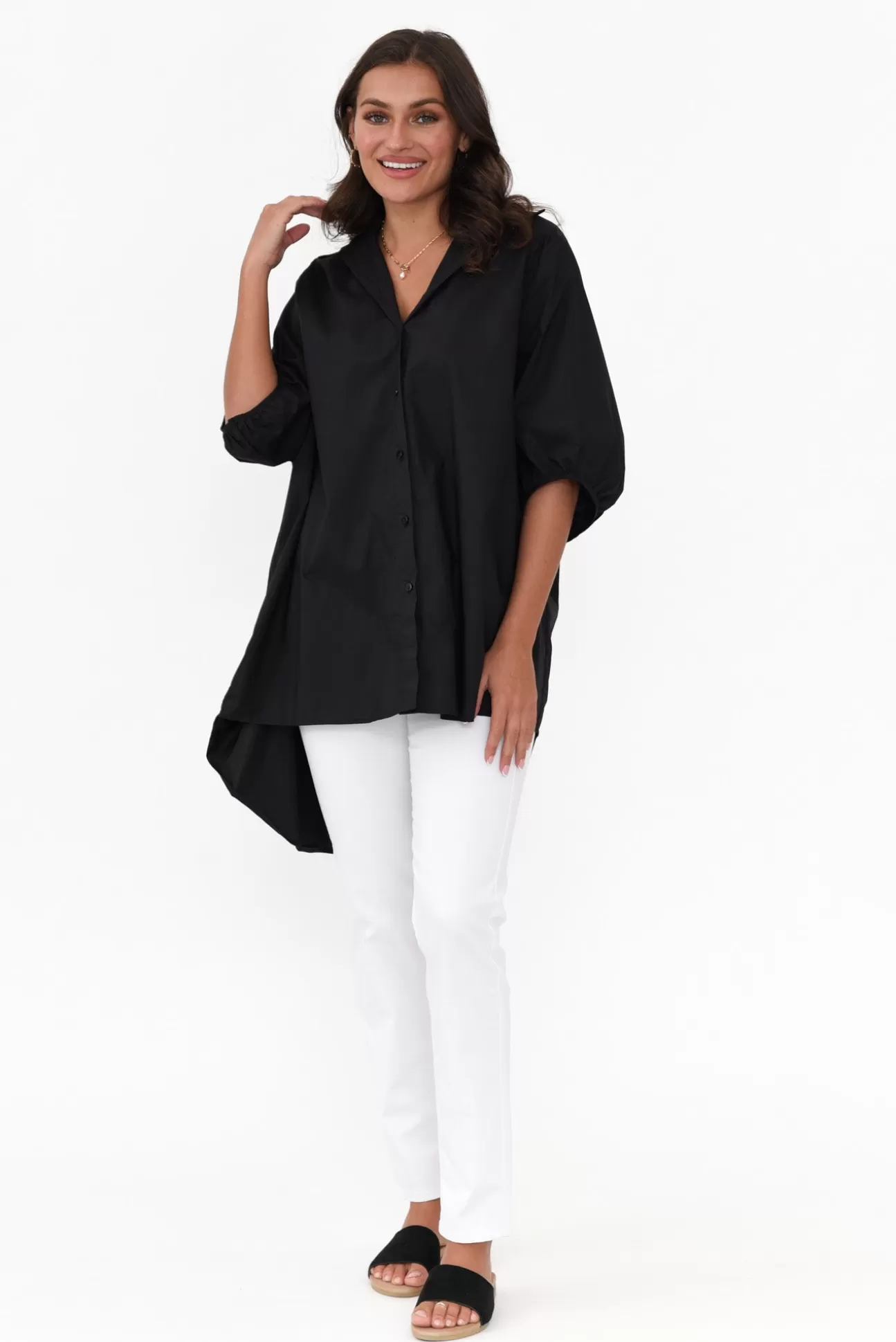 Slate the Label Sadie Black Cotton Tunic Top Store