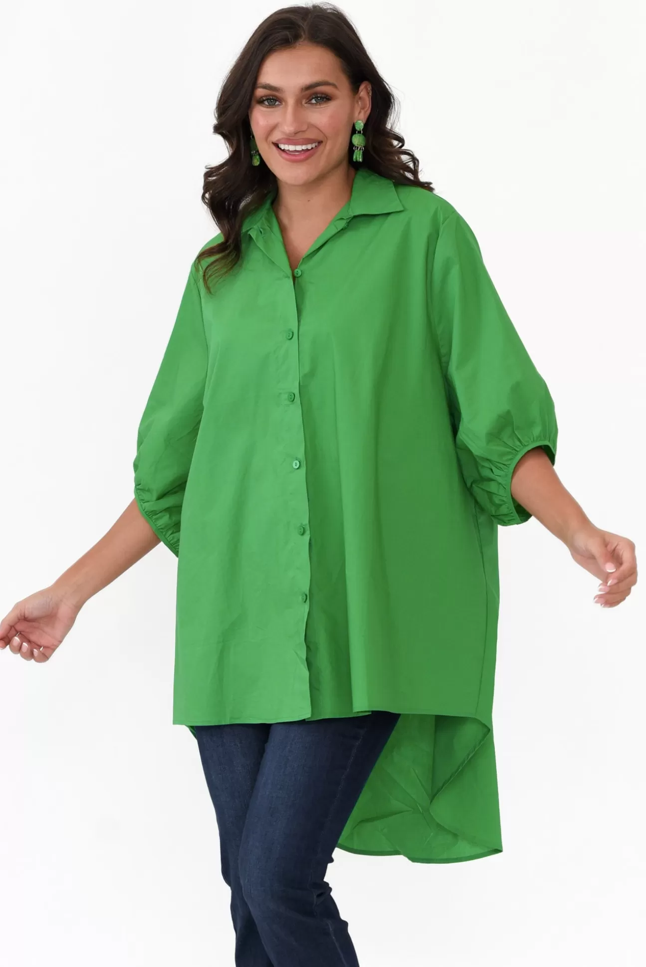 Slate the Label Sadie Green Cotton Tunic Top Best