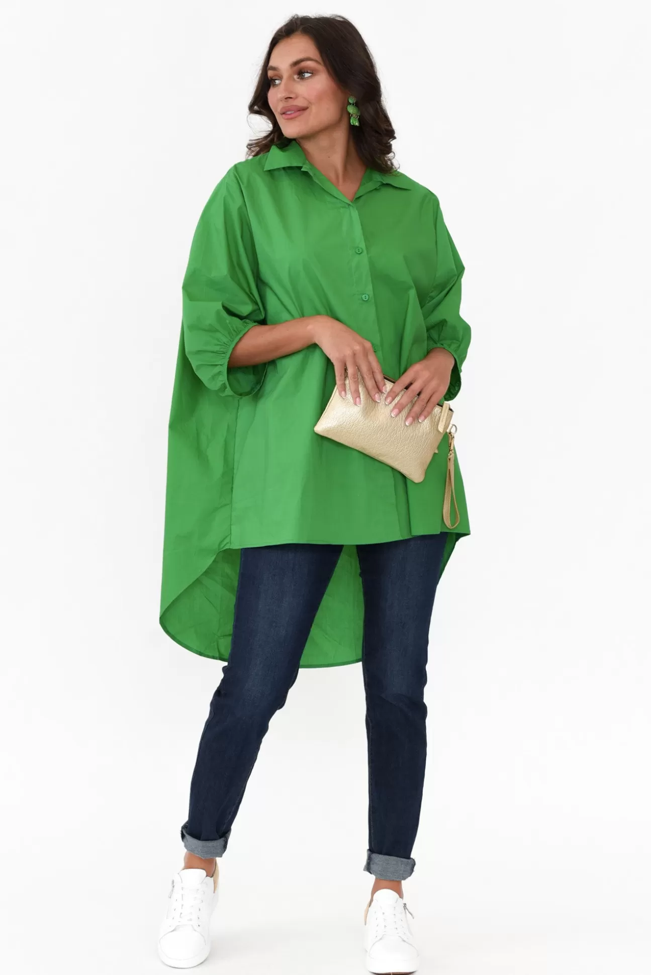 Slate the Label Sadie Green Cotton Tunic Top Best