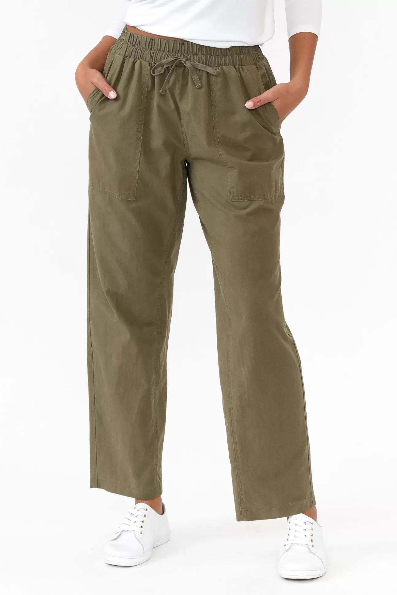 Betty Basics Santa Monica Khaki Pocket Pant Flash Sale