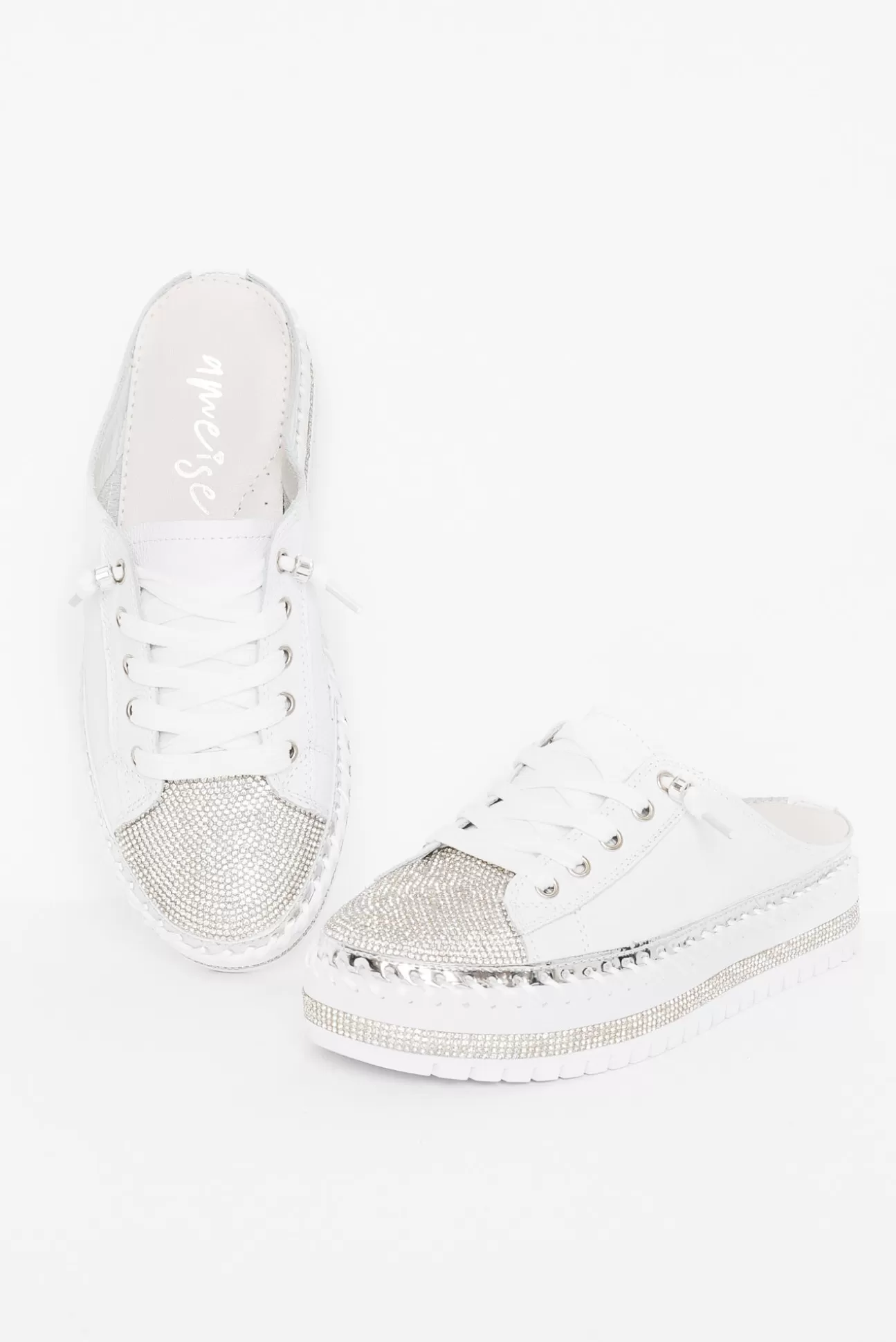 Ameise Sarah White Leather Mule Sneaker Clearance