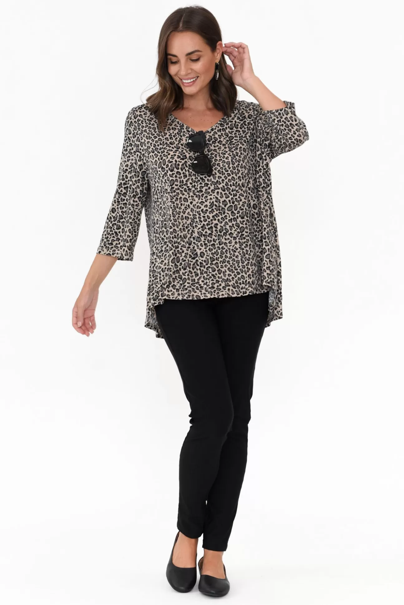 Cotton Village Sarina Brown Leopard Hi Lo Top New