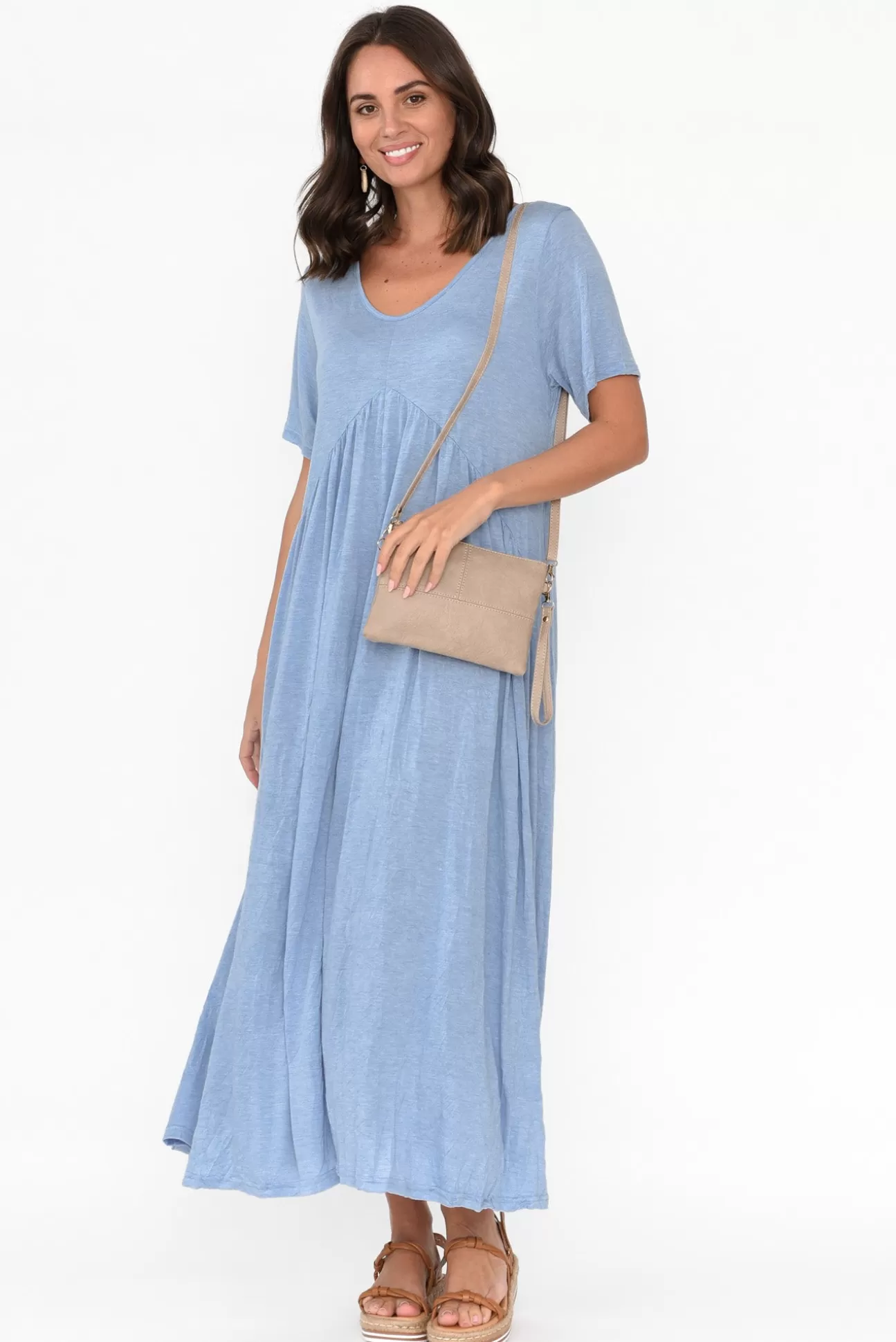 Cotton Village Savannah Blue Cotton Maxi Dress Hot