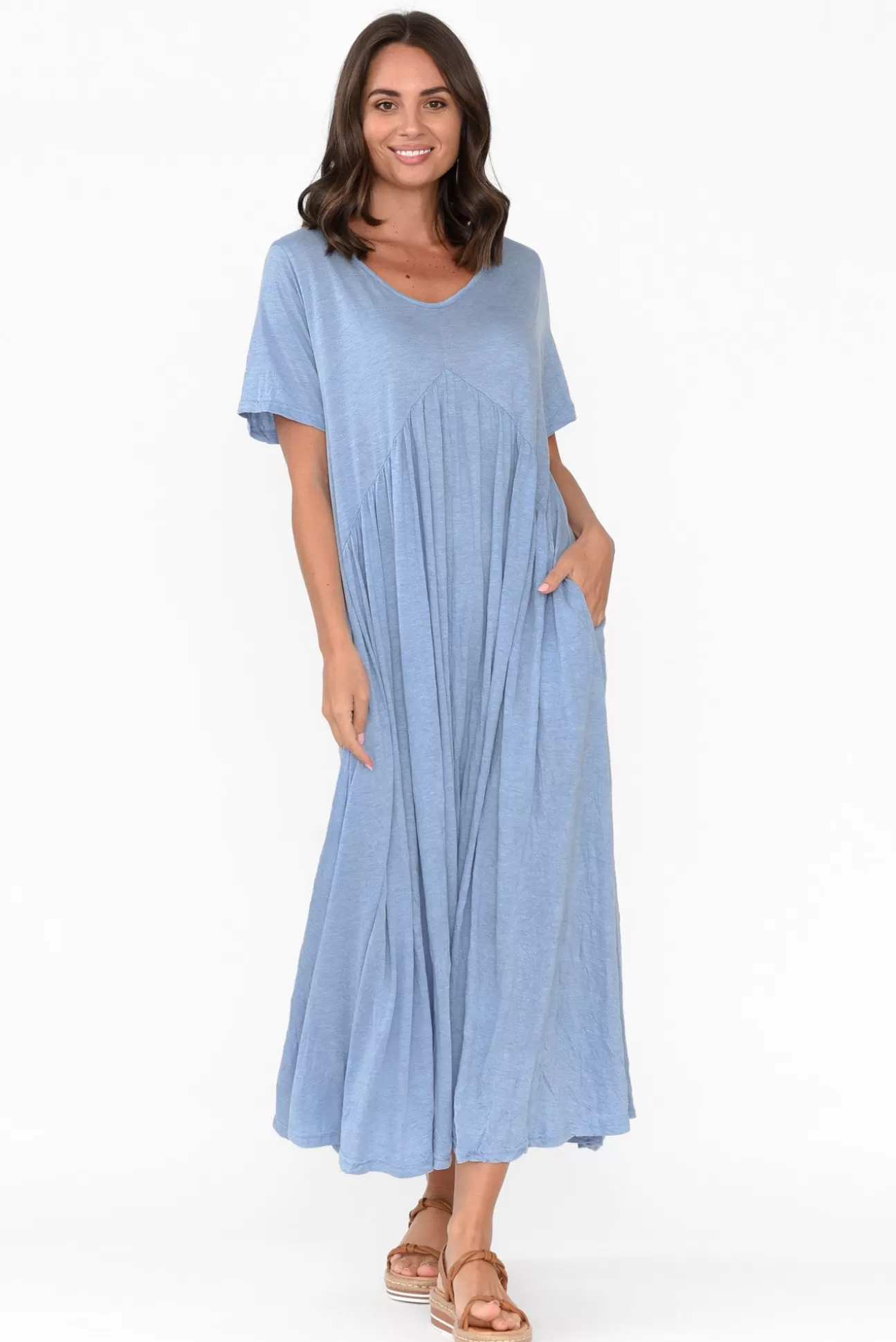 Cotton Village Savannah Blue Cotton Maxi Dress Hot