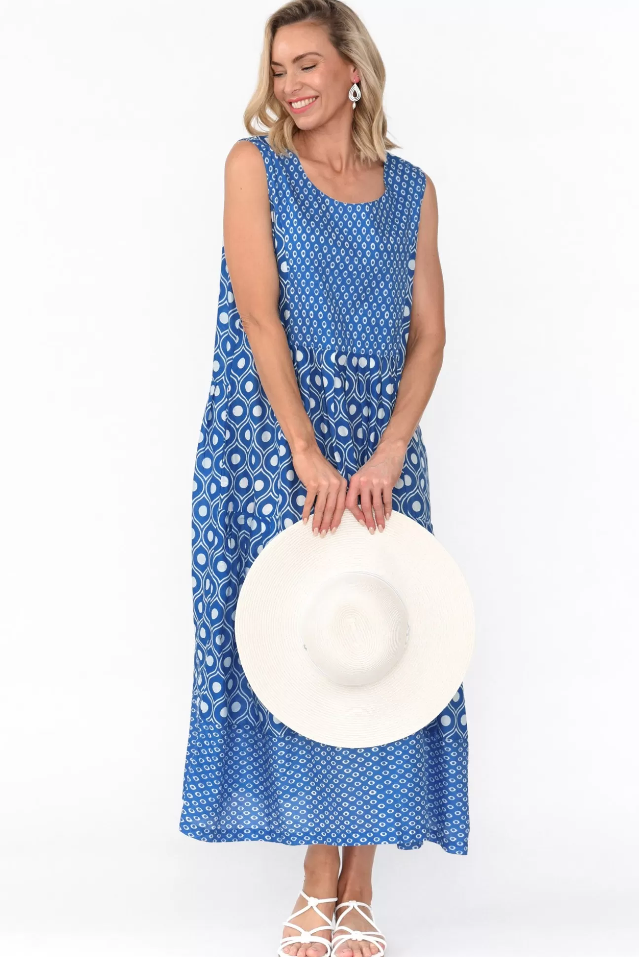 Mozaic Serena Blue Circle Cotton Dress Cheap