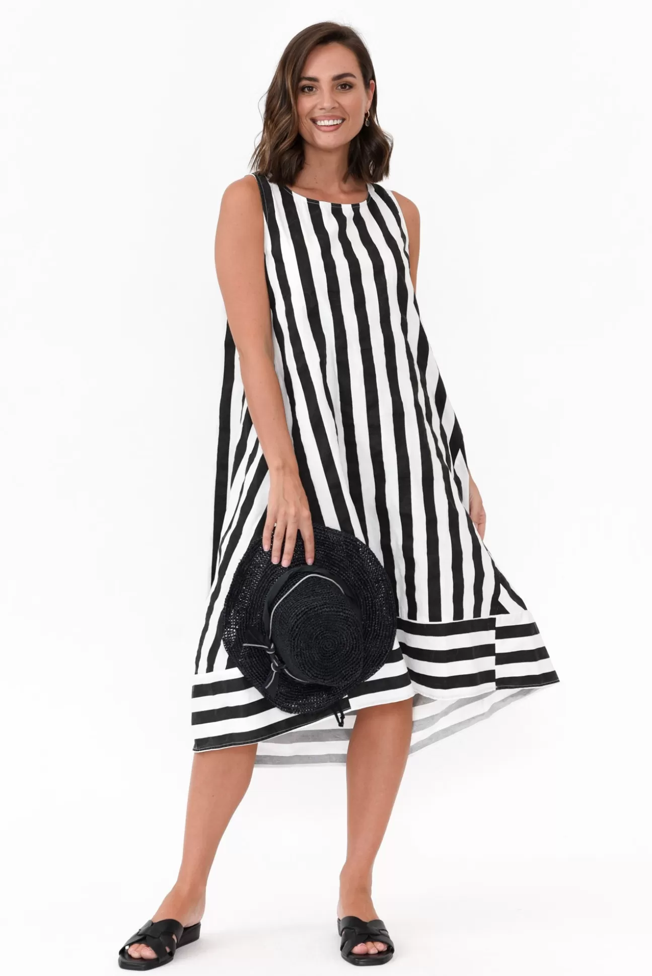 Soul Sparrow Serina Black Stripe Cotton Dress Clearance