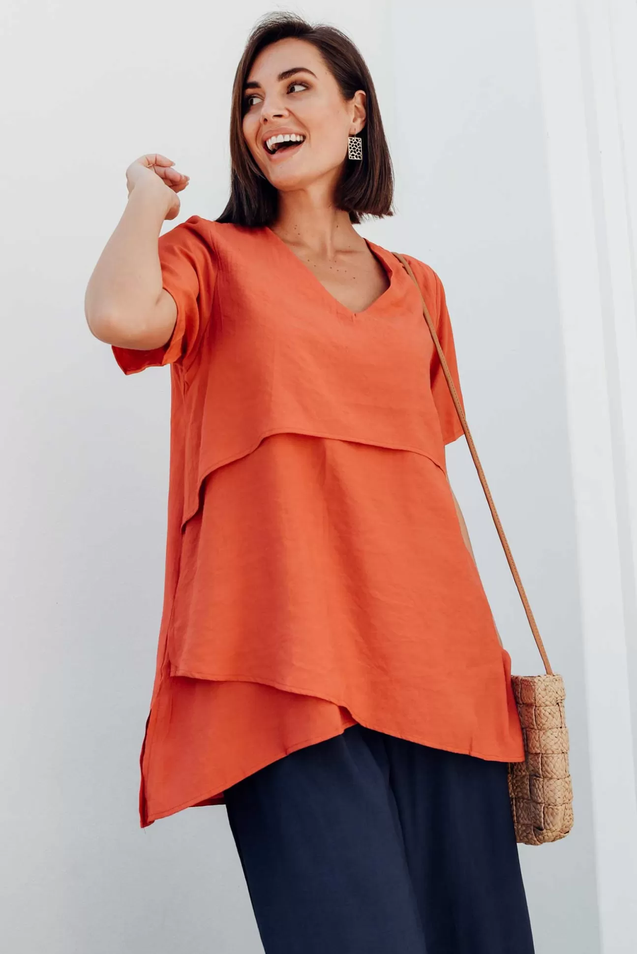 La Mode Shoshana Rust Cotton Layered Top Outlet