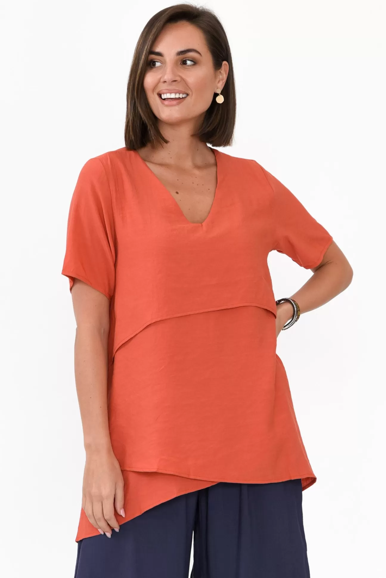 La Mode Shoshana Rust Cotton Layered Top Outlet