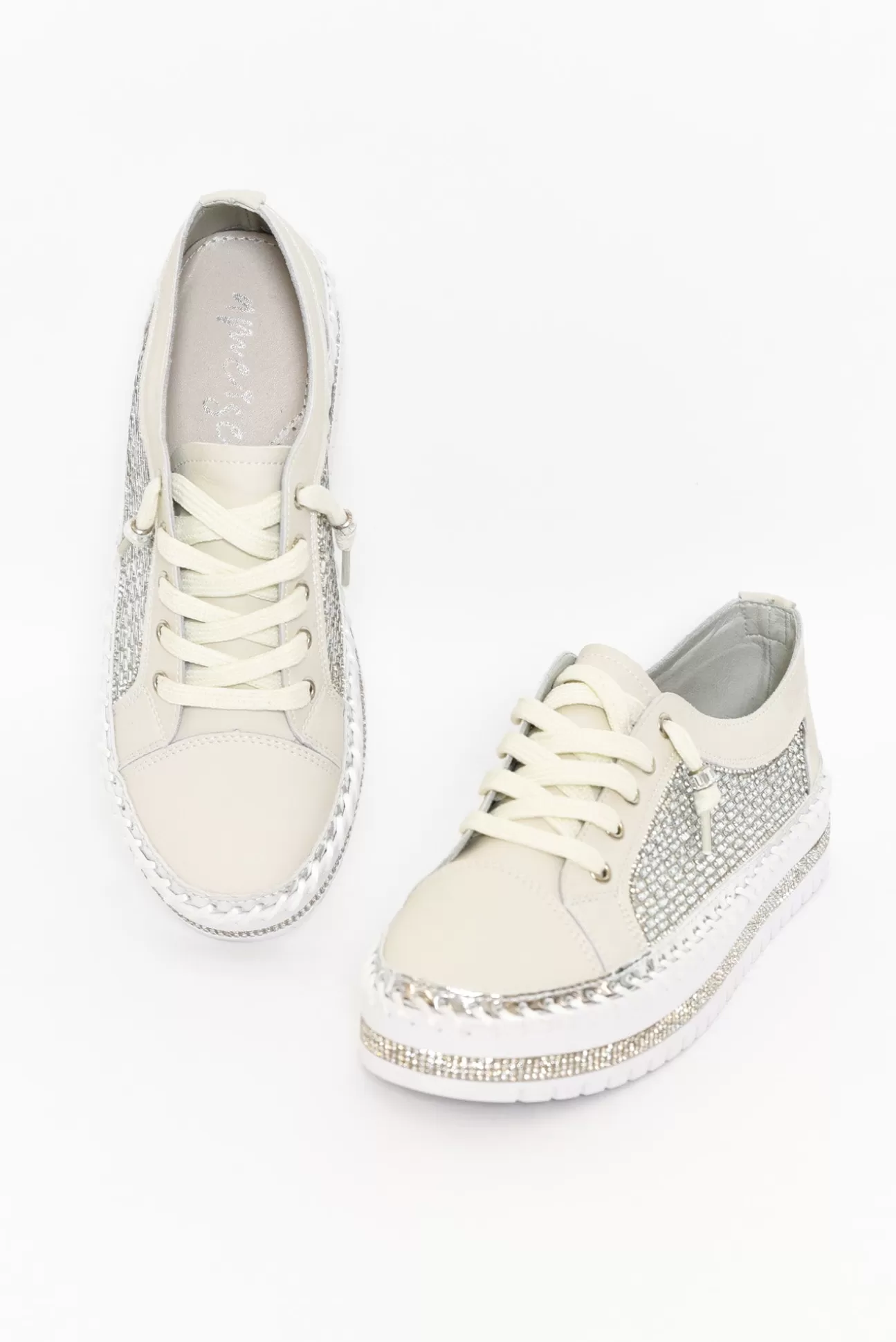 Ameise Show Stone Leather Diamante Sneaker Flash Sale