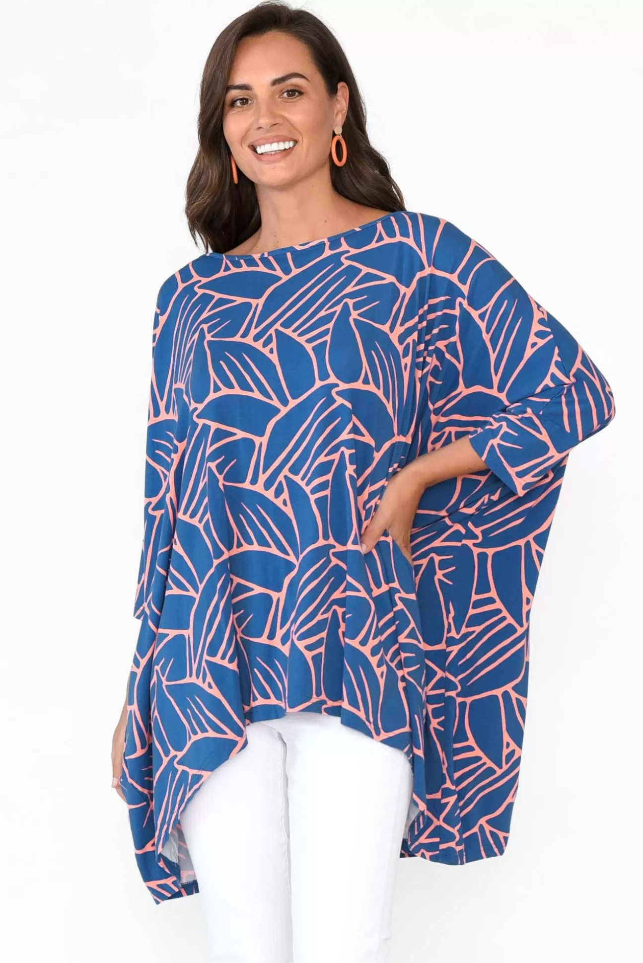 PQ Simplicity Blue Leaf Bamboo Drape Top Online