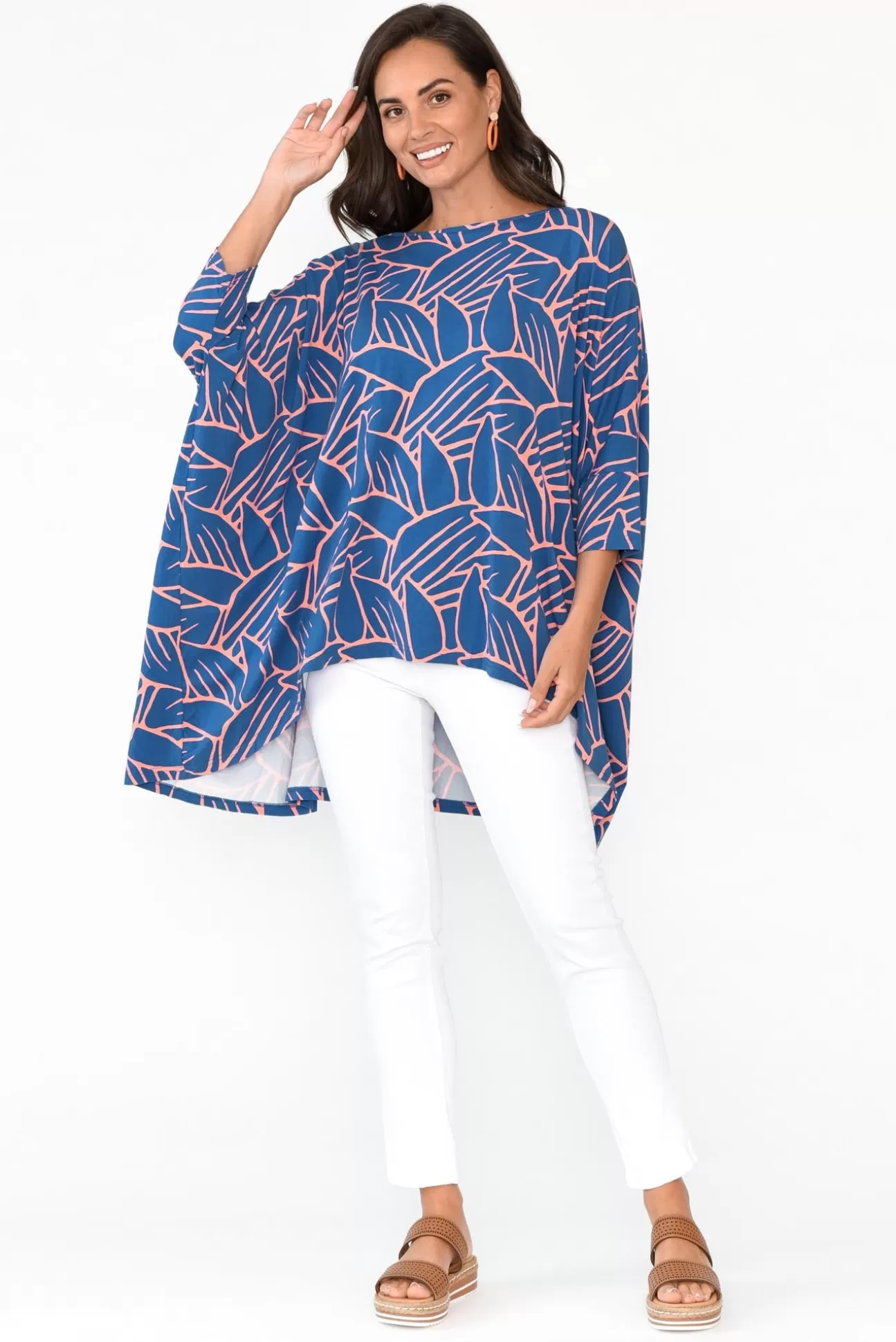 PQ Simplicity Blue Leaf Bamboo Drape Top Online