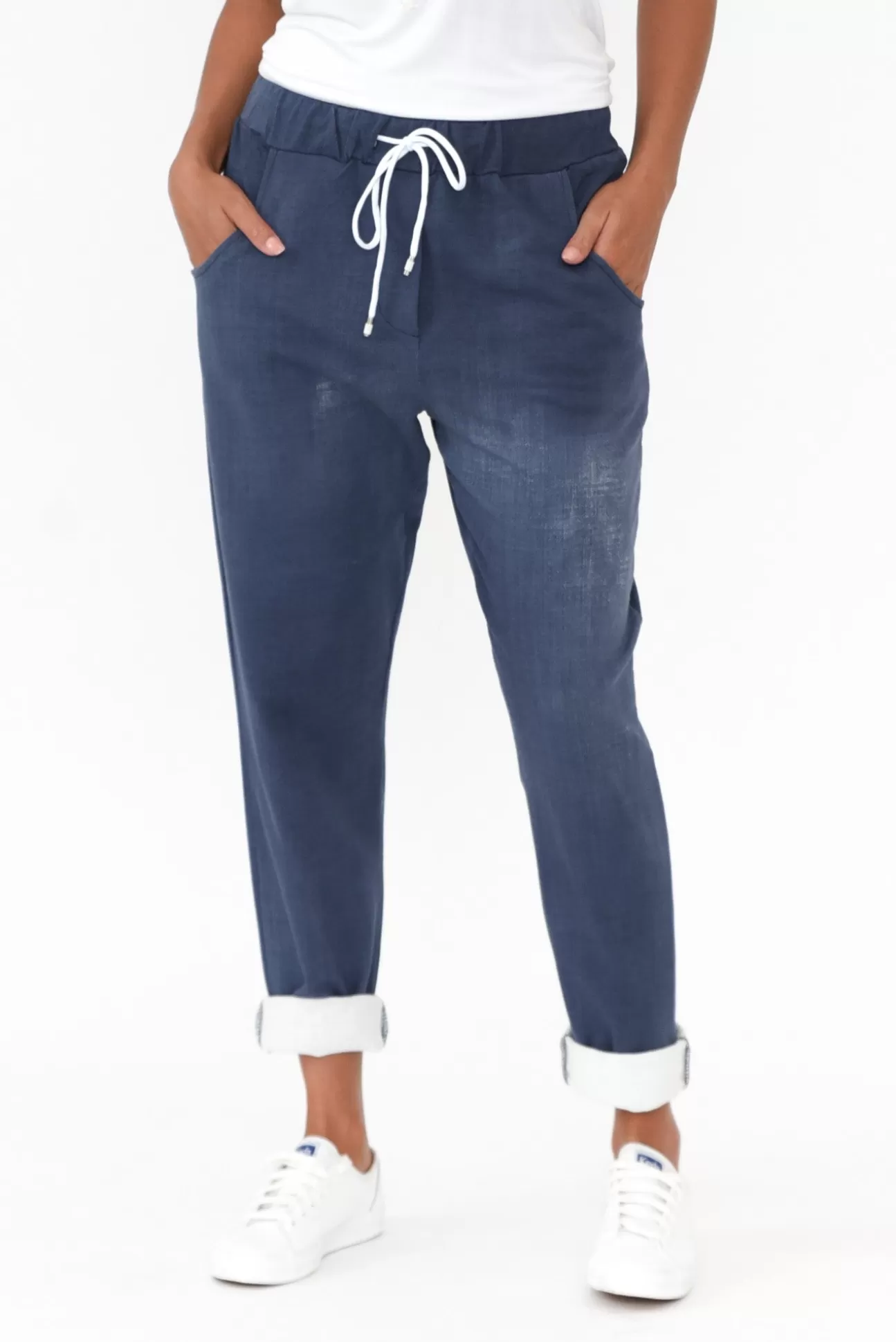 Rosa Sera Sloan Dark Blue Wash Cotton Pant Clearance