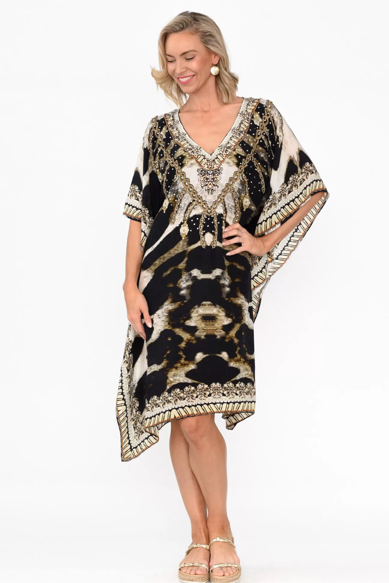 Fashion Spectrum Snow Leopard Silk Kaftan Store