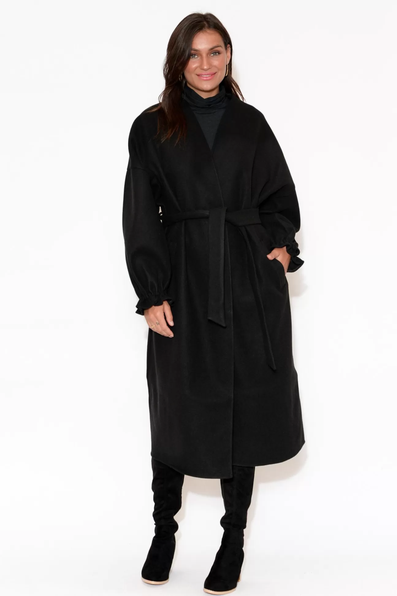 Fate Becker So Close Black Wool Blend Coat Fashion