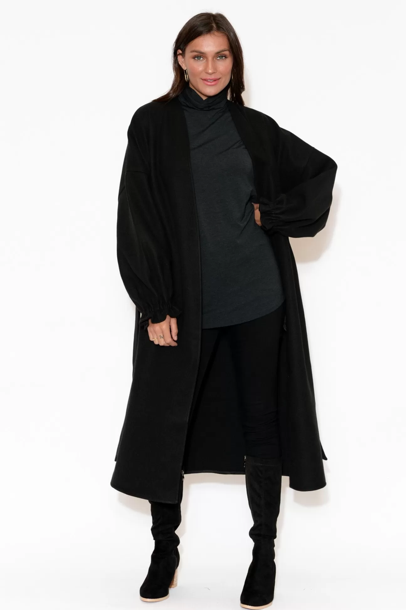 Fate Becker So Close Black Wool Blend Coat Fashion