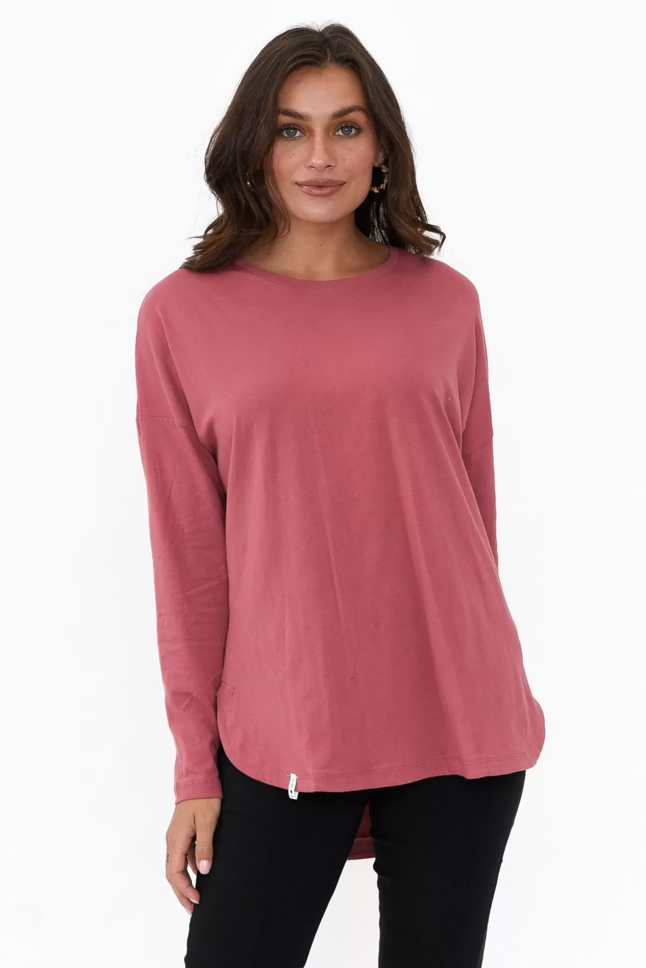 Elm Society Deep Pink Cotton Long Sleeve Tee Sale