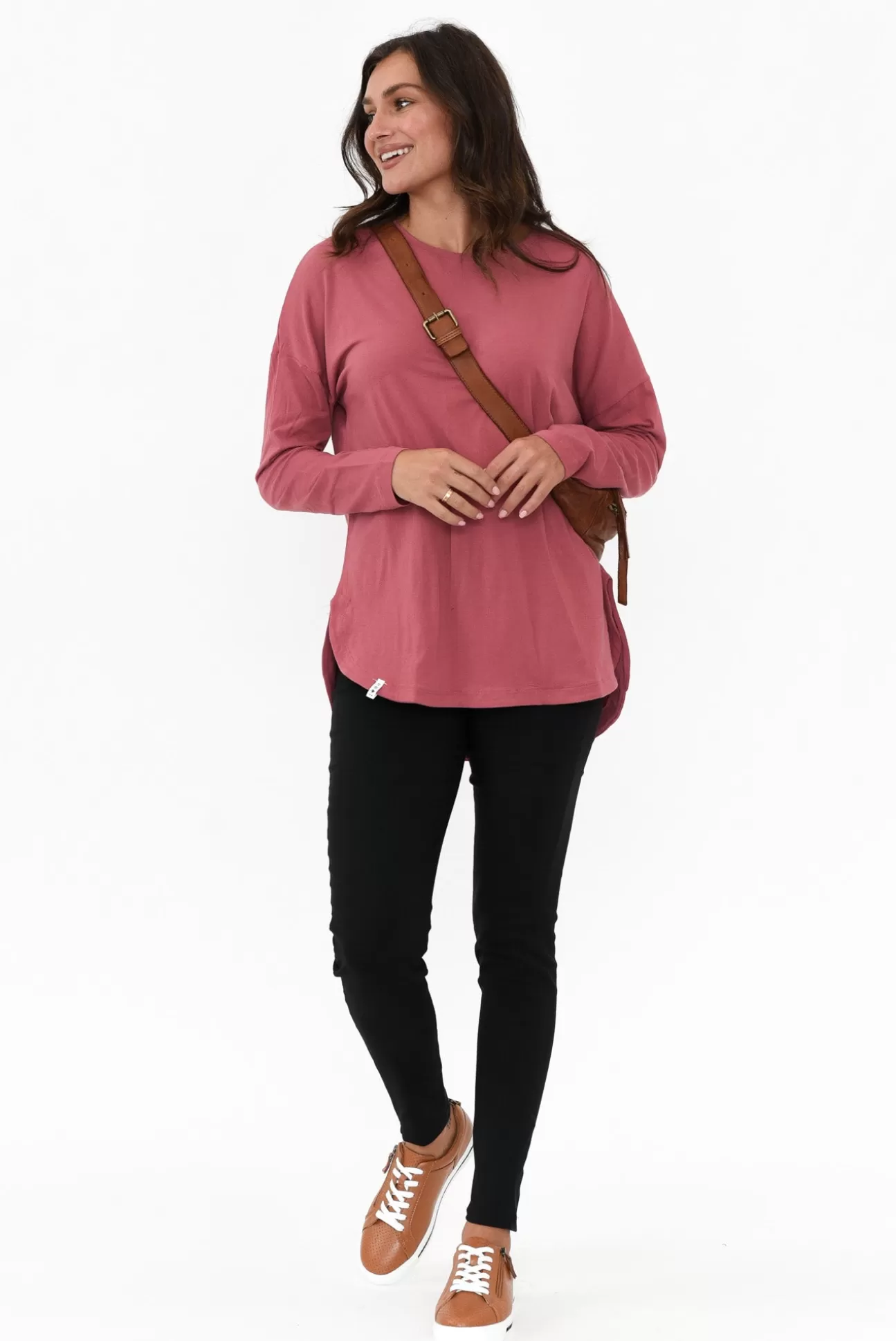 Elm Society Deep Pink Cotton Long Sleeve Tee Sale